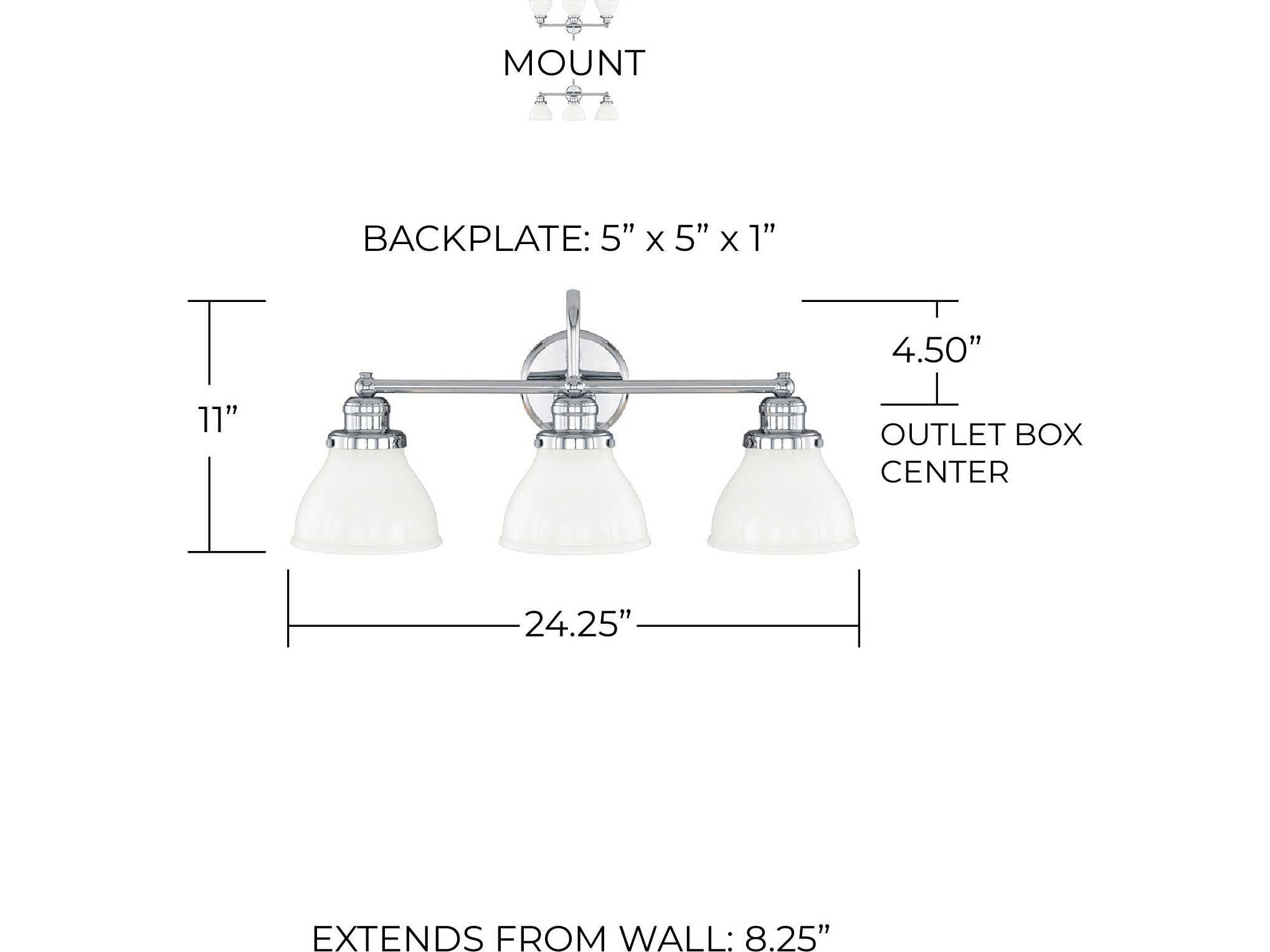 Capital Lighting Baxter 3-Light Chrome Glass Vanity Light