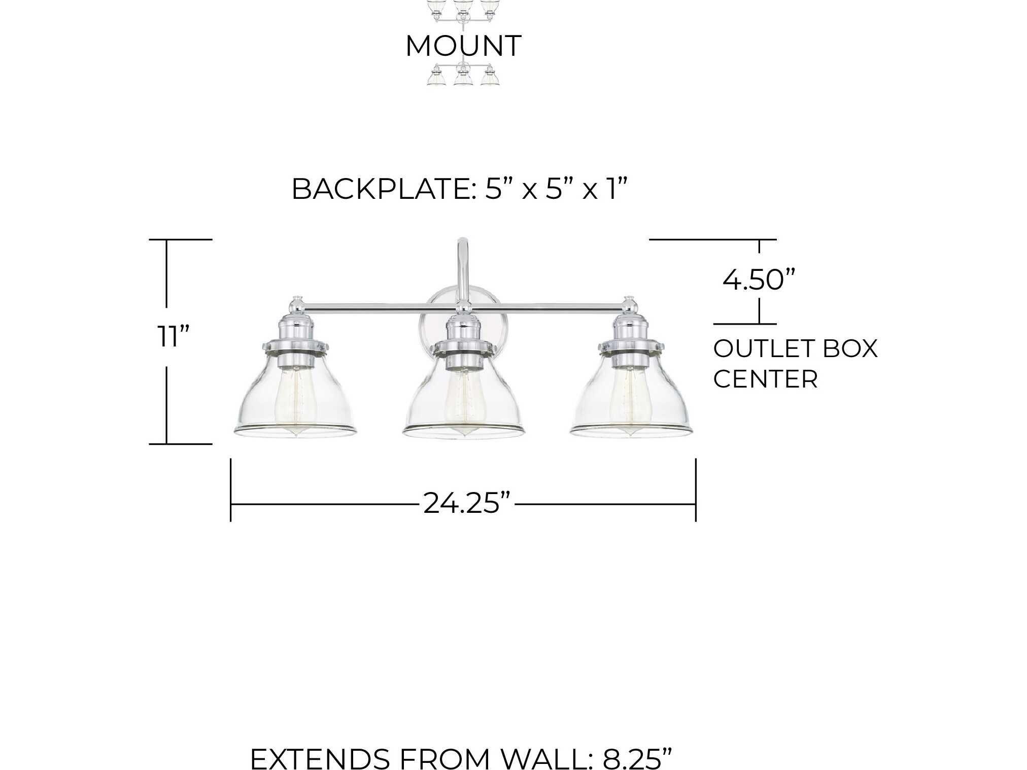 Capital Lighting Baxter 3-Light Chrome Glass Vanity Light