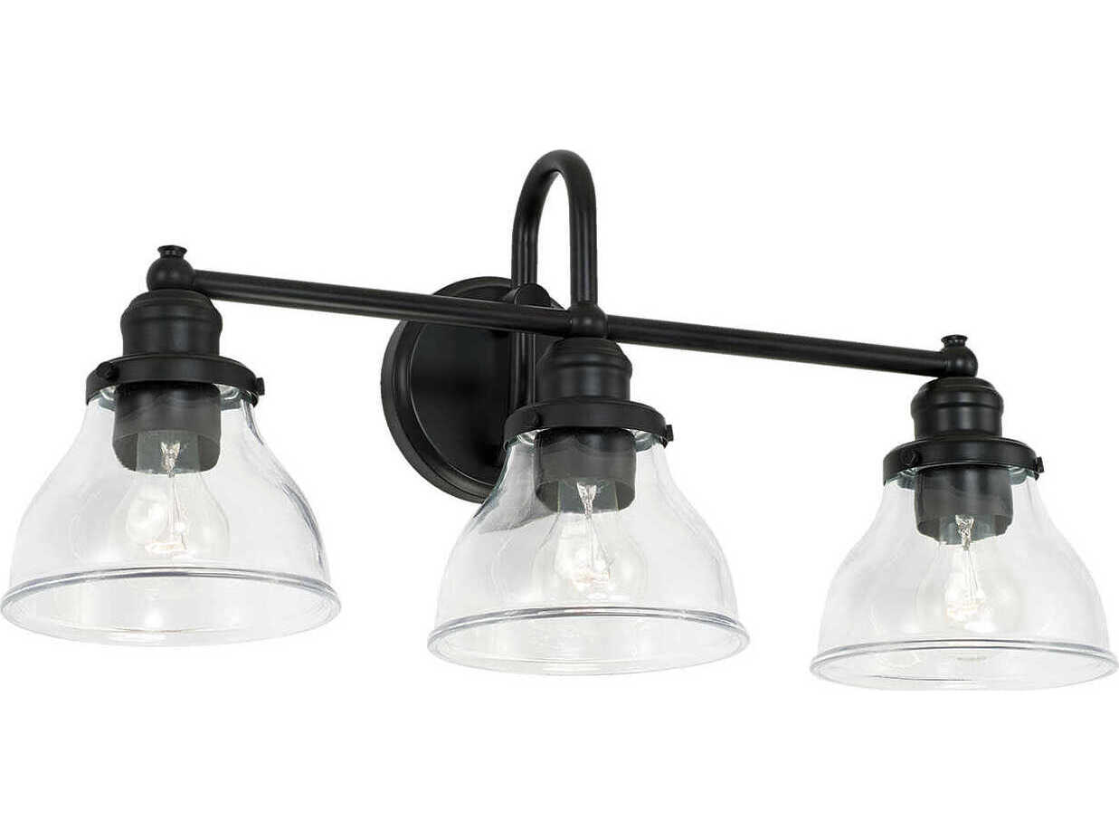 Capital Lighting Baxter 3-Light Matte Black Glass Vanity Light