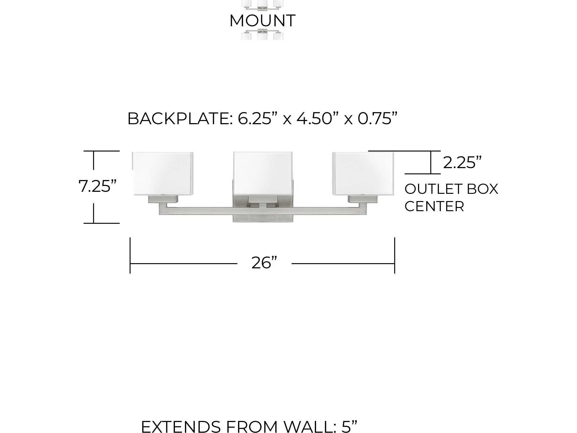 Capital Lighting Tahoe 3-Light Brushed Nickel Glass Vanity Light