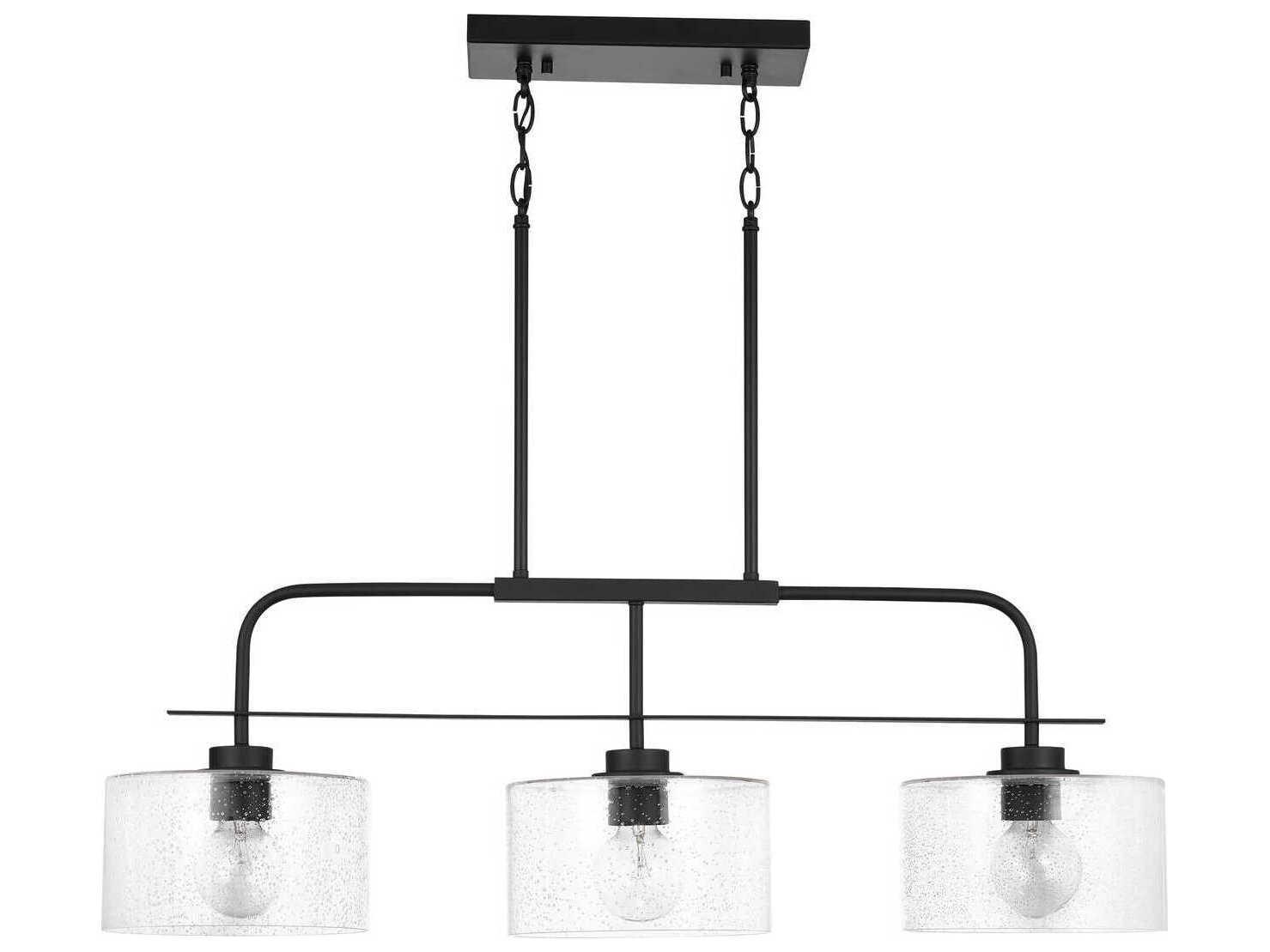 Capital Lighting 3-Light Matte Black Drum Island Pendant