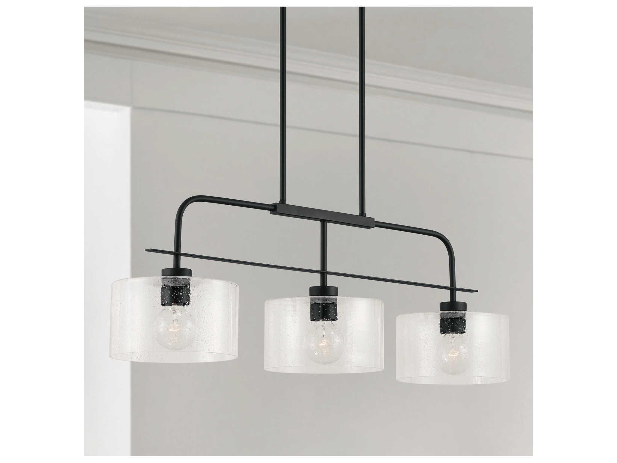Capital Lighting 3-Light Matte Black Drum Island Pendant