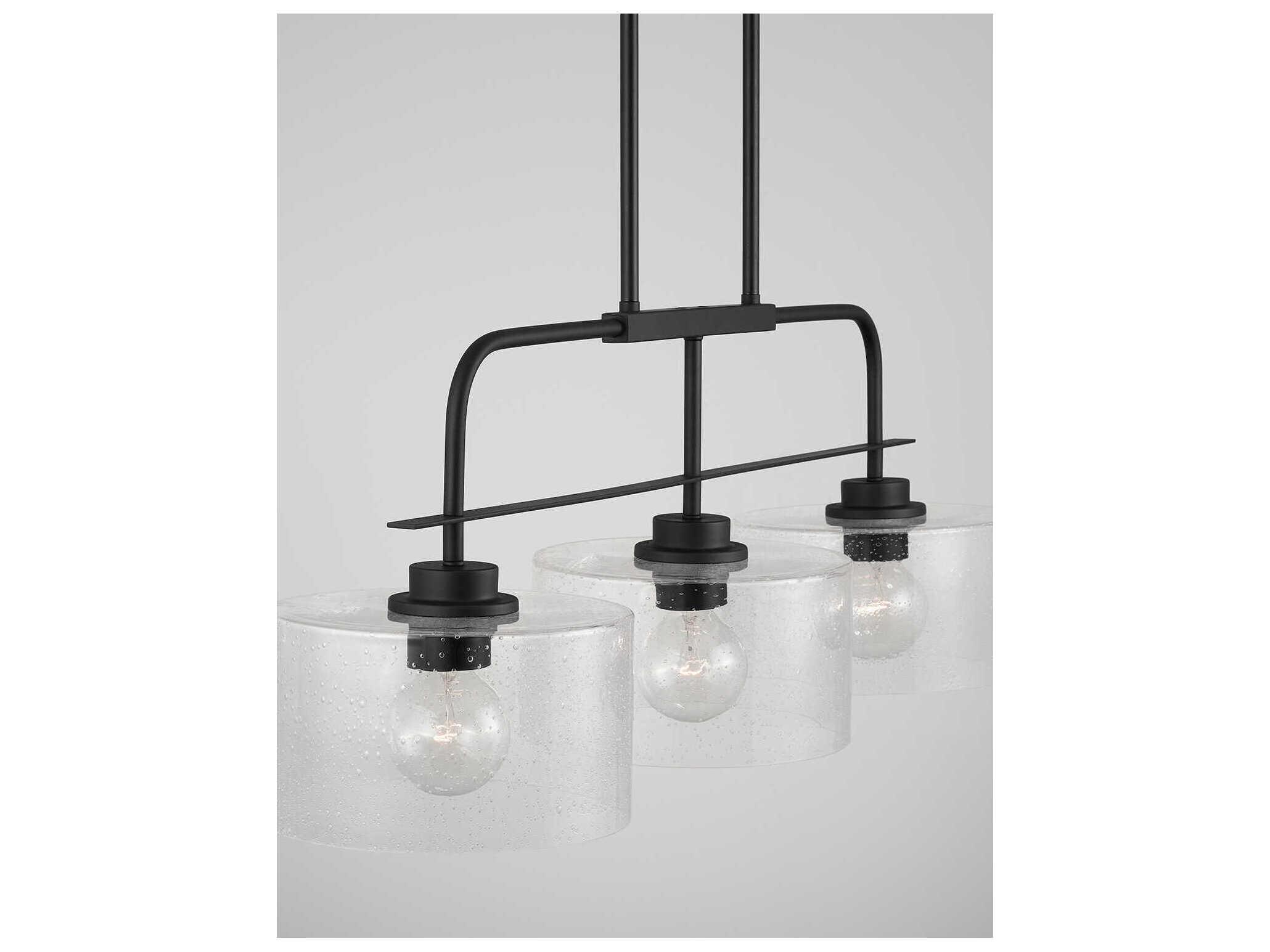 Capital Lighting 3-Light Matte Black Drum Island Pendant