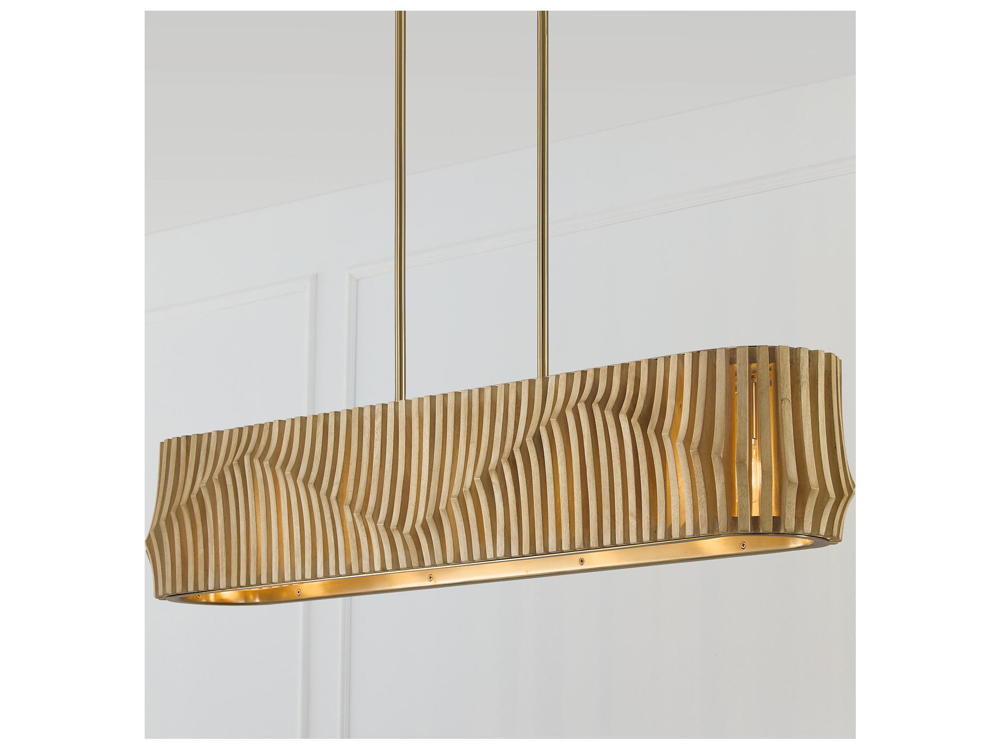 Capital Lighting Archer 6-light Blonde Wood And Matte Brass Geometric Linear Island Pendant