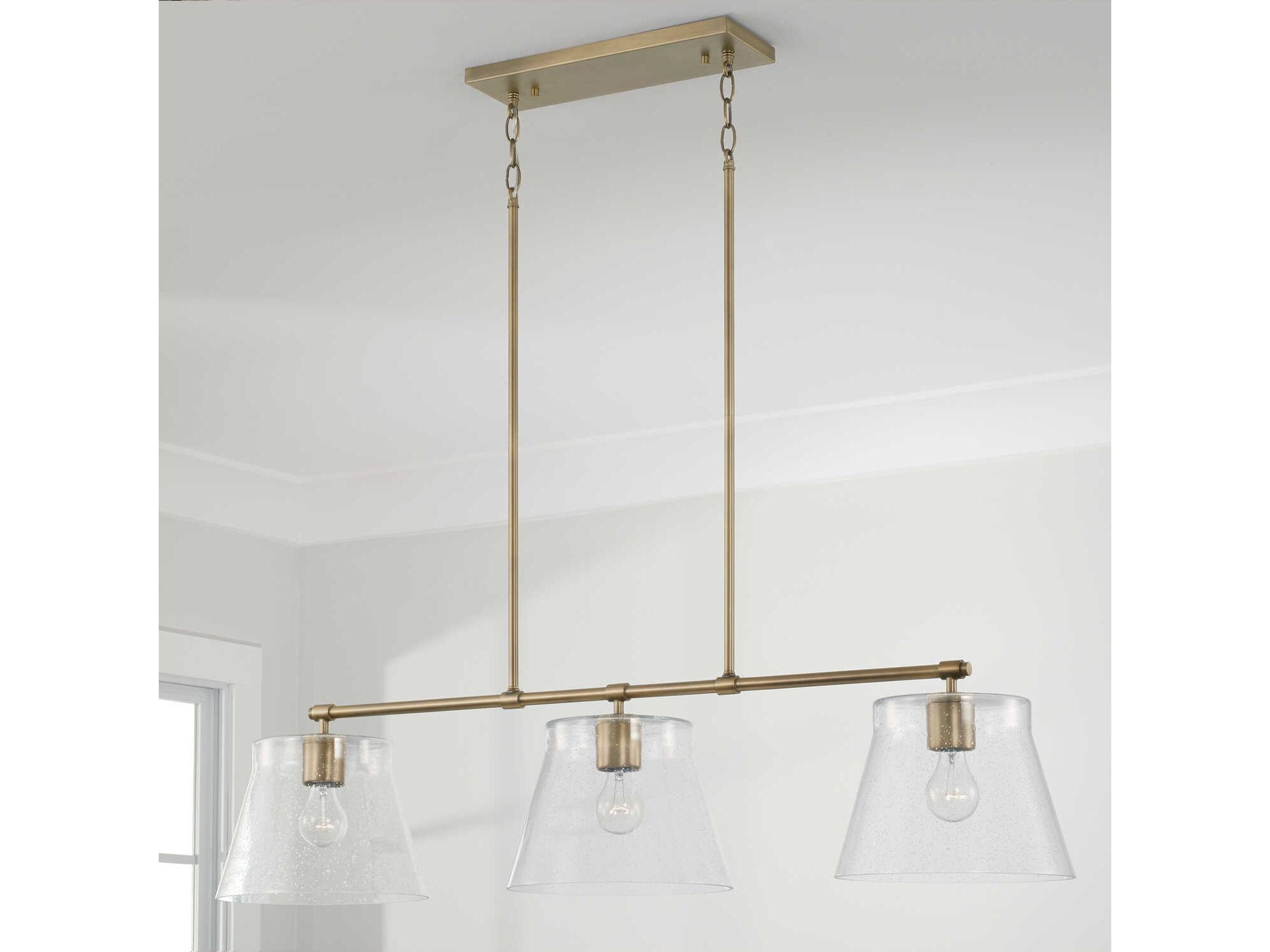 Capital Lighting Baker 3-Light Aged Brass Glass Empire Linear Island Pendant