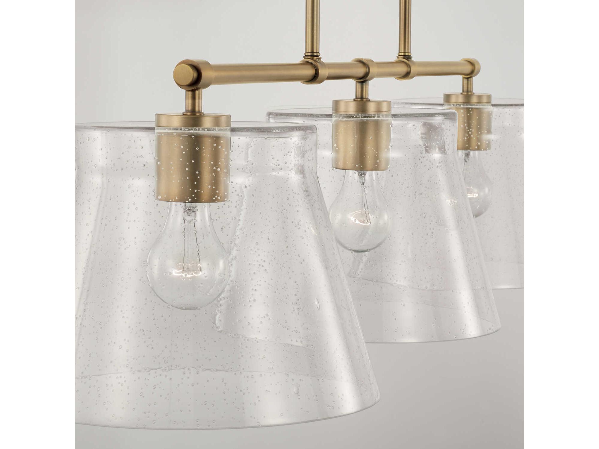 Capital Lighting Baker 3-Light Aged Brass Glass Empire Linear Island Pendant