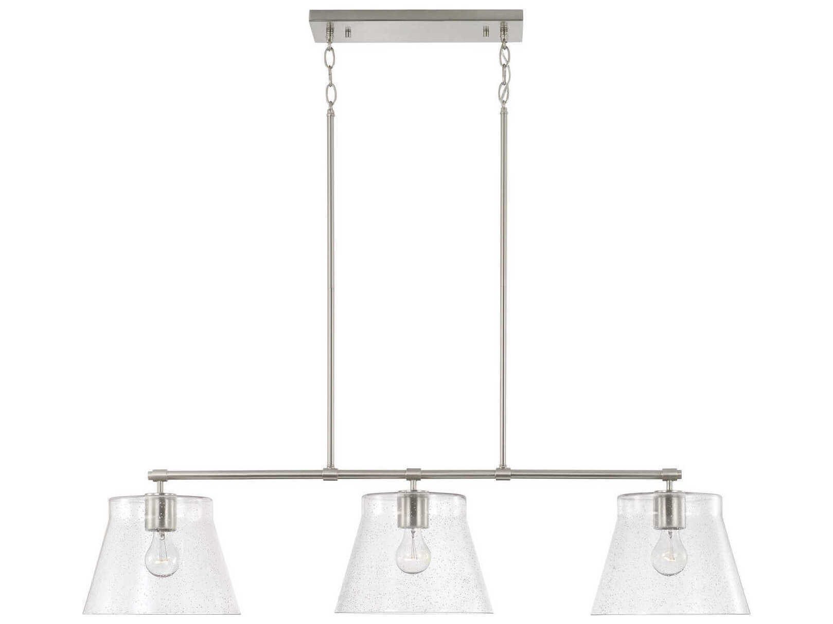 Capital Lighting Baker 3-Light Brushed Nickel Glass Empire Linear Island Pendant