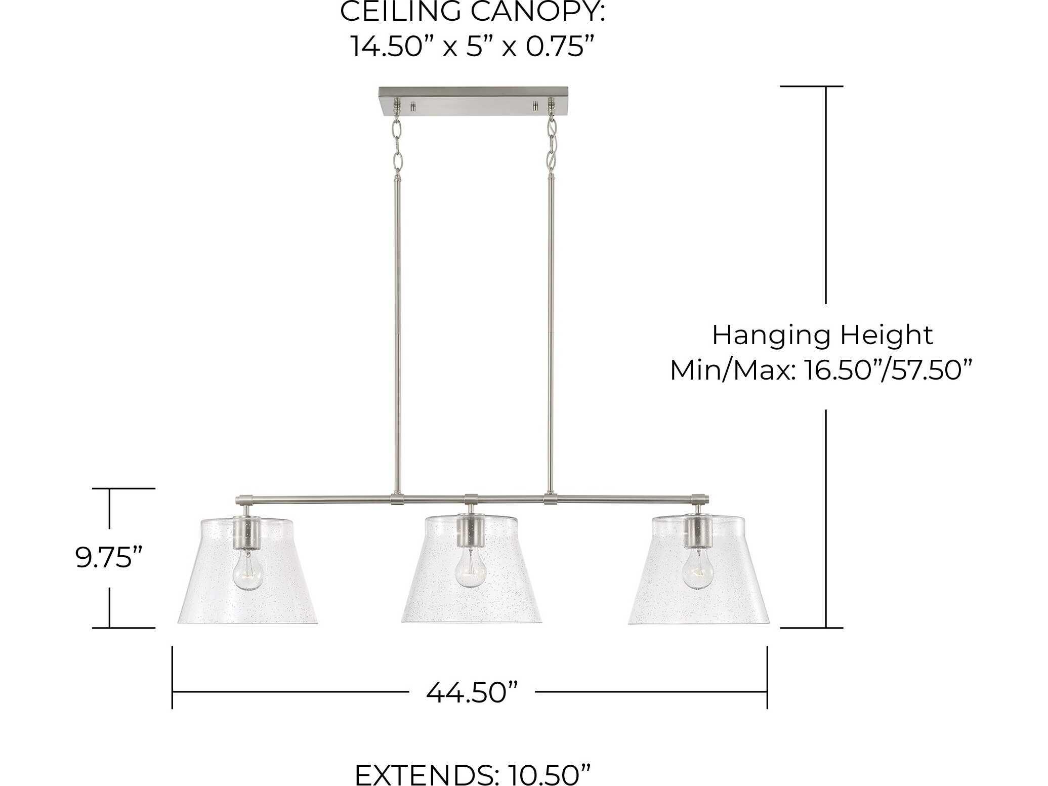 Capital Lighting Baker 3-Light Brushed Nickel Glass Empire Linear Island Pendant