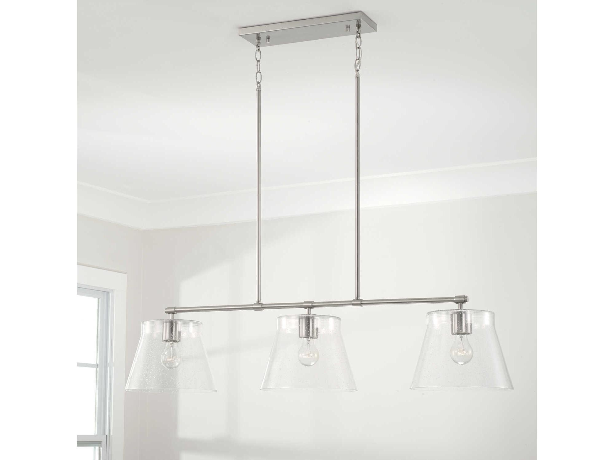 Capital Lighting Baker 3-Light Brushed Nickel Glass Empire Linear Island Pendant