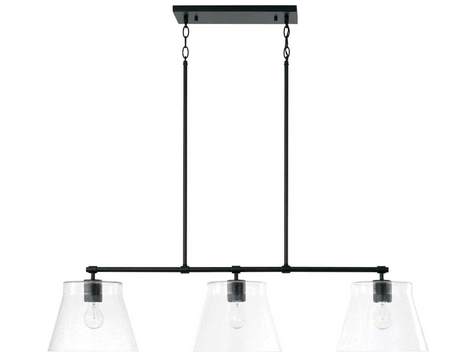 Capital Lighting Baker 3-Light Matte Black Glass Empire Linear Island Pendant