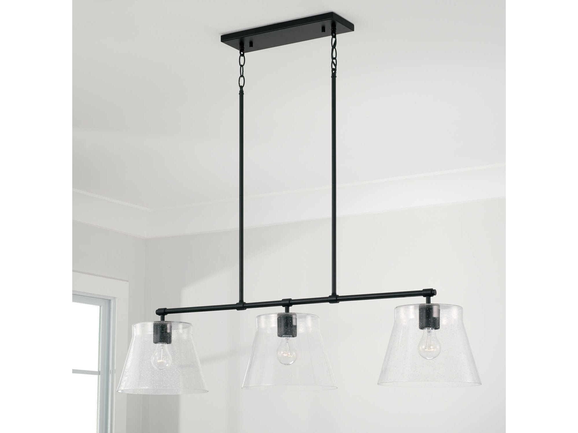 Capital Lighting Baker 3-Light Matte Black Glass Empire Linear Island Pendant