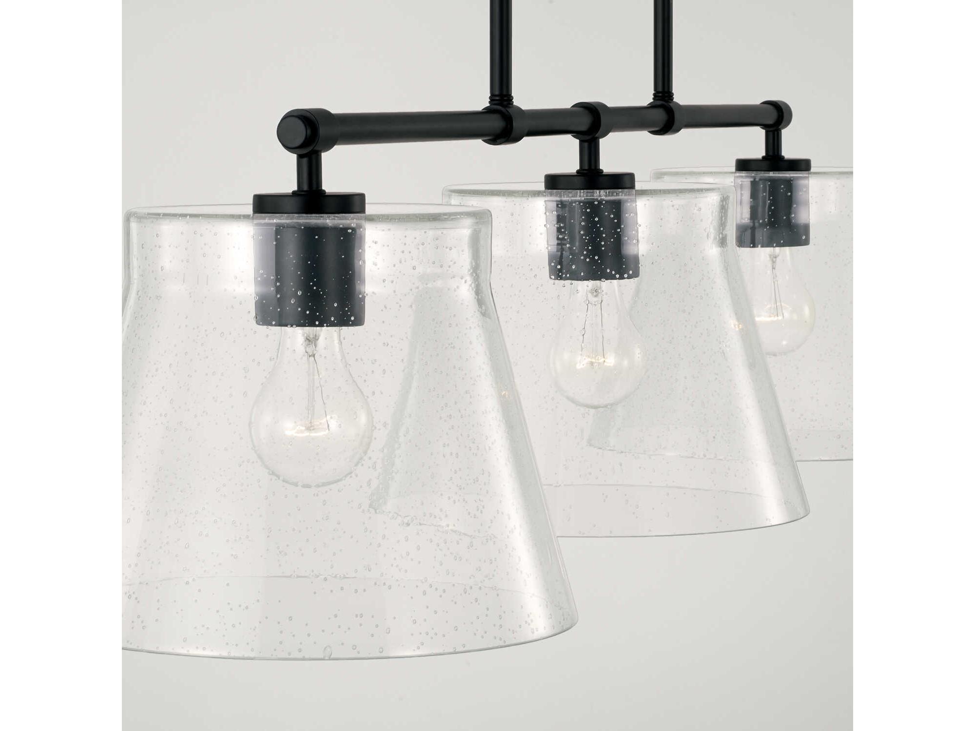 Capital Lighting Baker 3-Light Matte Black Glass Empire Linear Island Pendant
