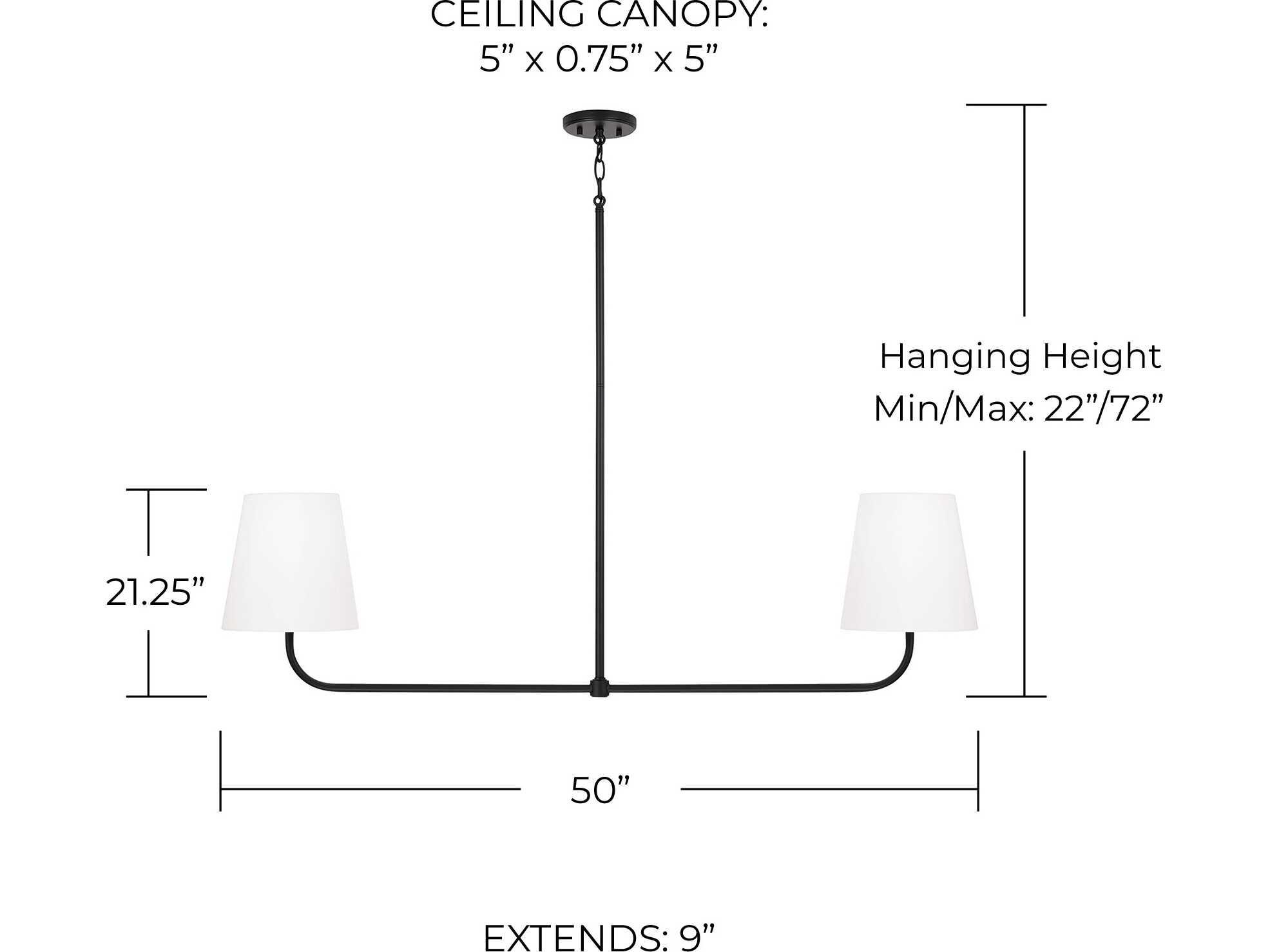 Capital Lighting Brody 2-Light Matte Black Empire Linear Island Pendant