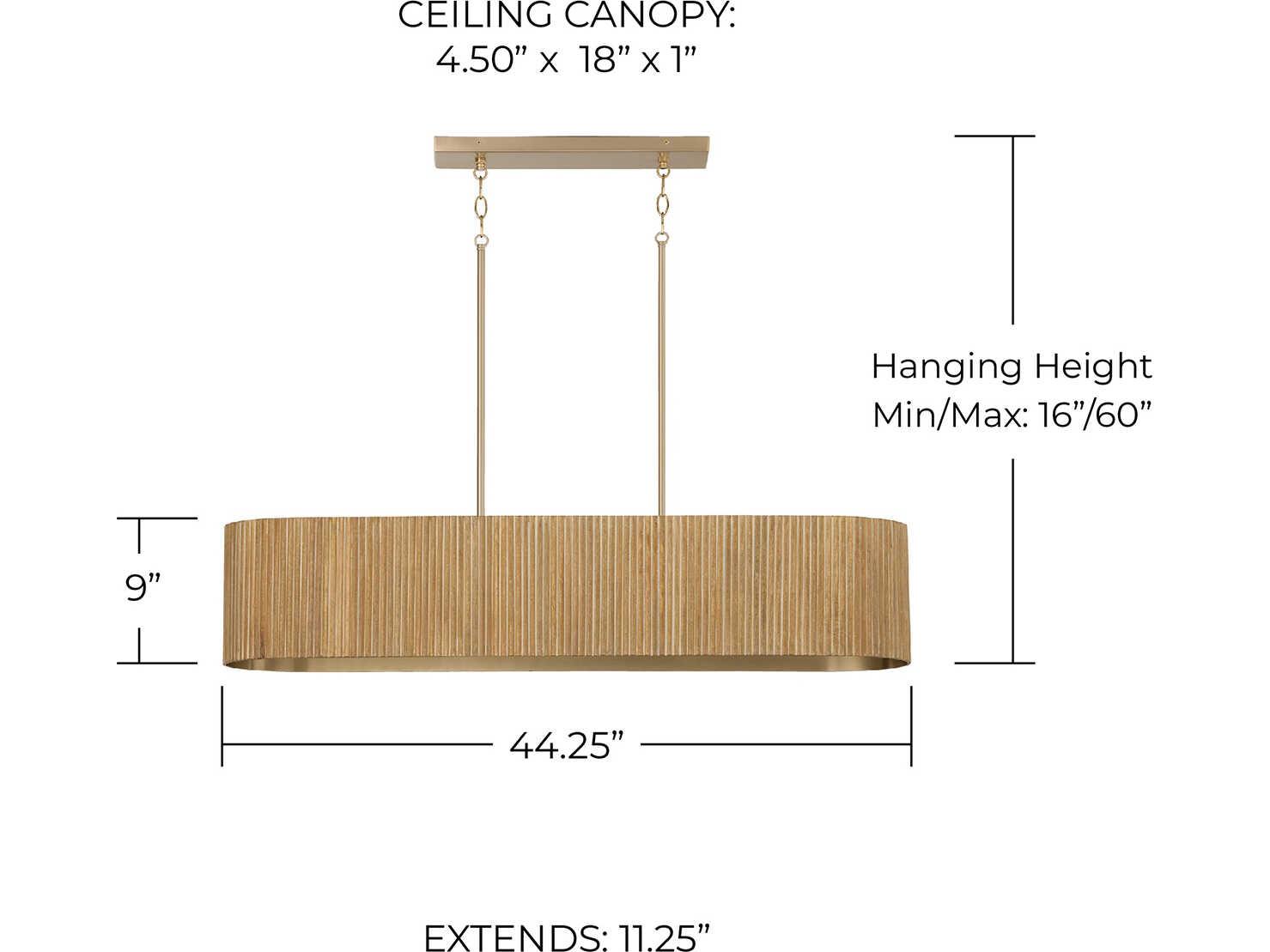 Capital Lighting Donovan 5-Light White Wash Matte Brass Island Pendant