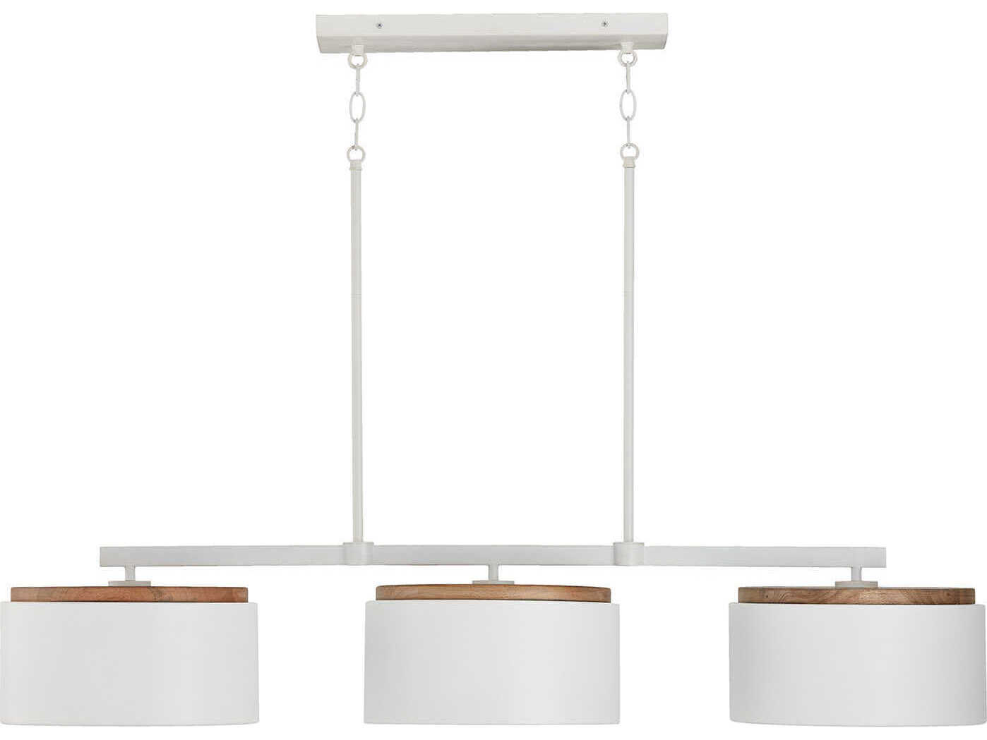 Capital Lighting Liam 3-Light Light Wood And White Drum Island Pendant