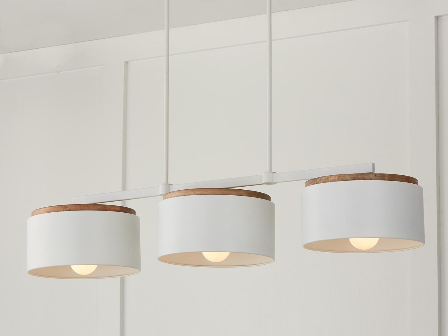 Capital Lighting Liam 3-Light Light Wood And White Drum Island Pendant