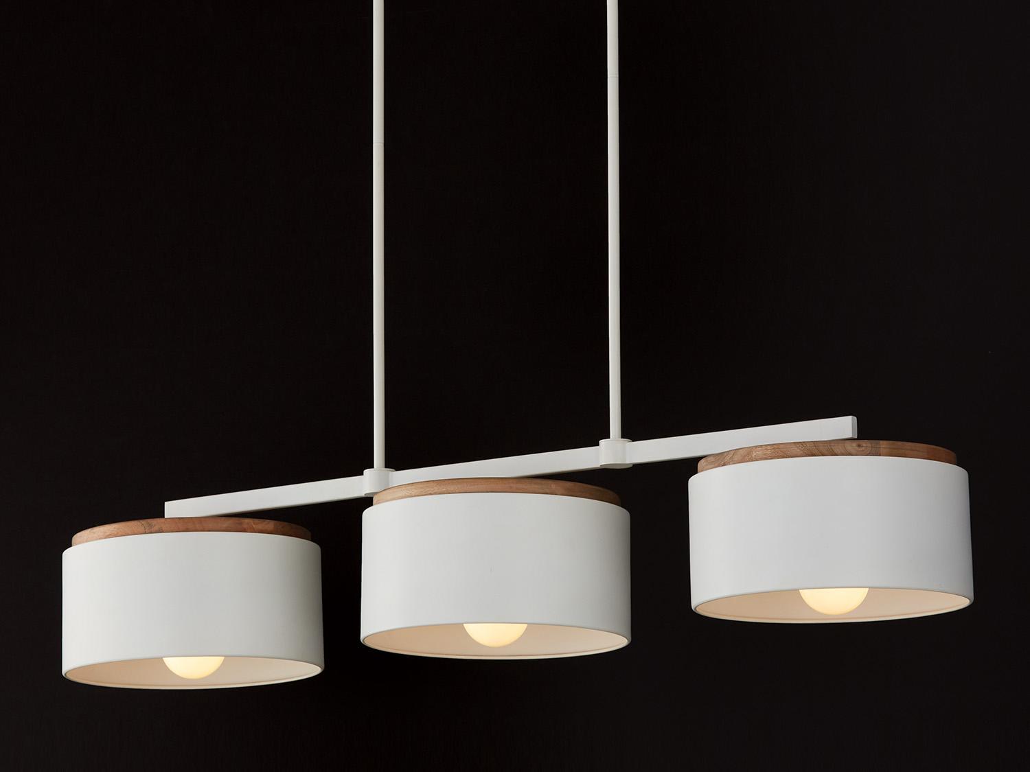 Capital Lighting Liam 3-Light Light Wood And White Drum Island Pendant