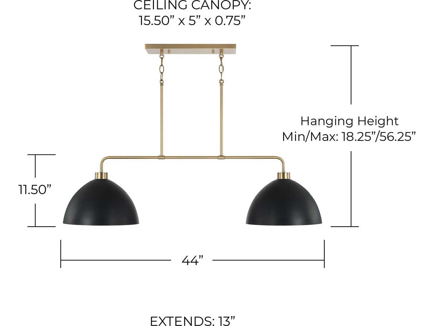 Capital Lighting Ross 2-Light Aged Brass And Black Dome Island Pendant