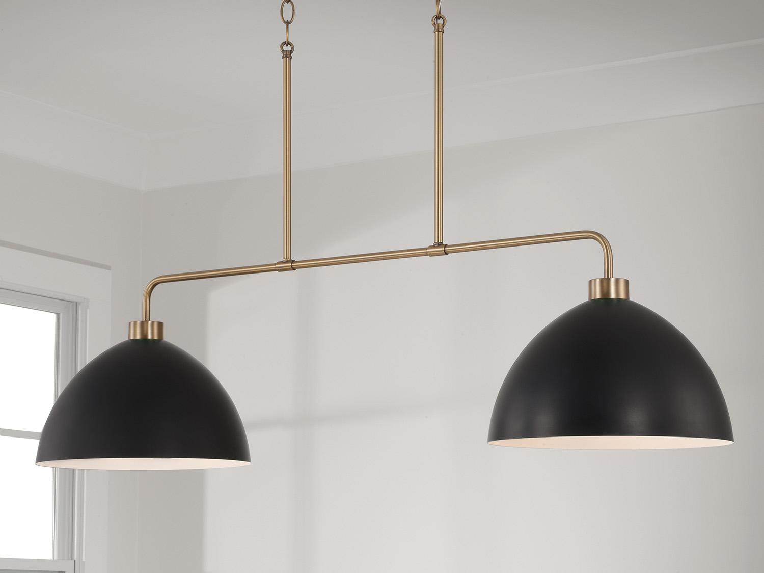 Capital Lighting Ross 2-Light Aged Brass And Black Dome Island Pendant