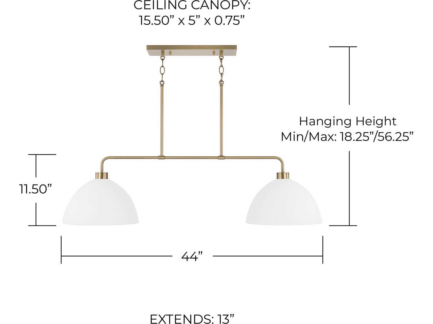 Capital Lighting Ross 2-Light Aged Brass And White Dome Island Pendant