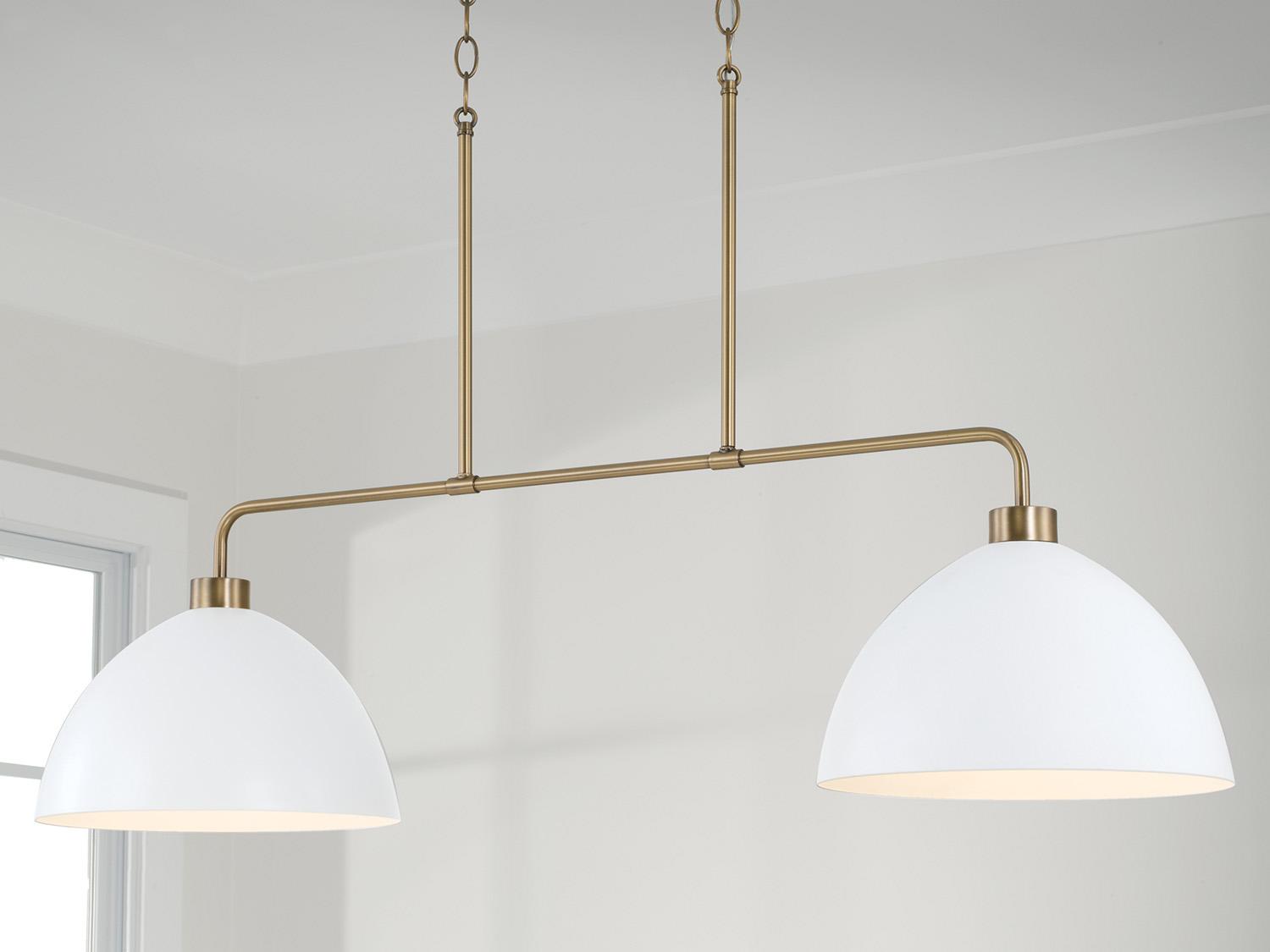 Capital Lighting Ross 2-Light Aged Brass And White Dome Island Pendant