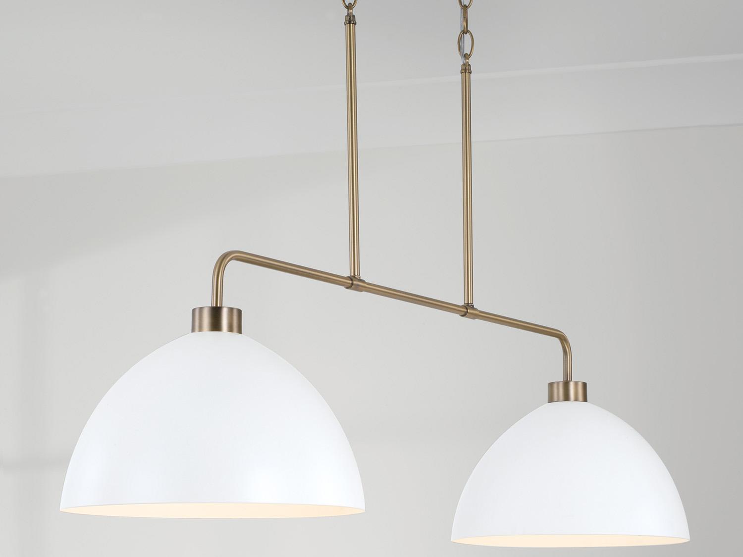 Capital Lighting Ross 2-Light Aged Brass And White Dome Island Pendant