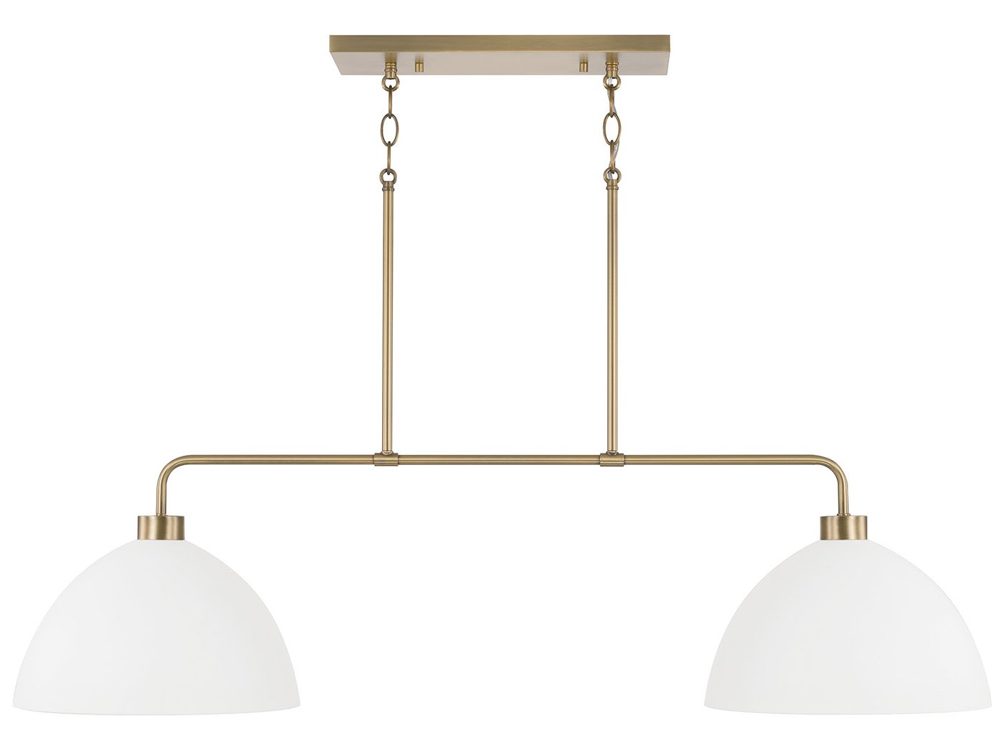 Capital Lighting Ross 2-Light Aged Brass And White Dome Island Pendant