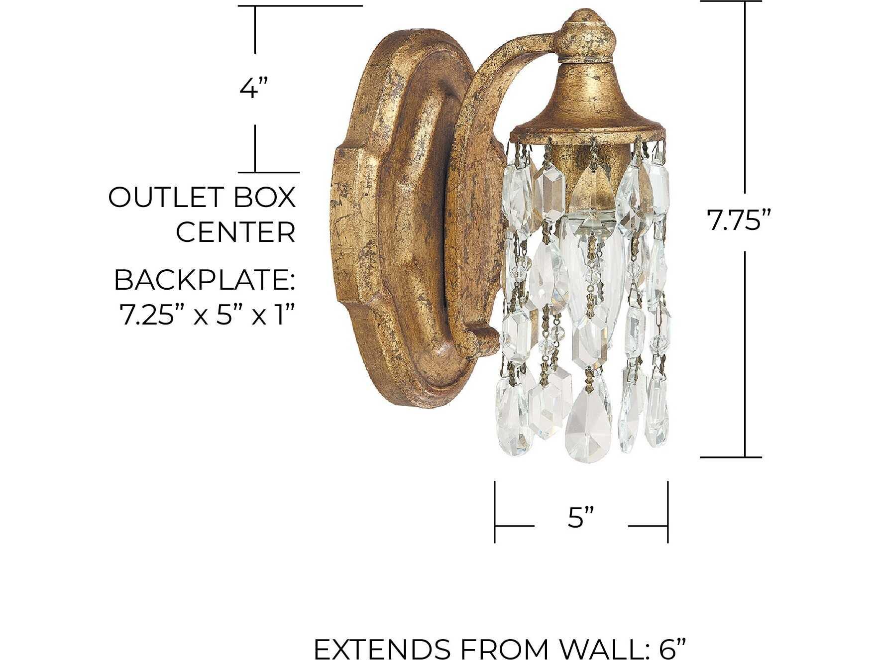 Capital Lighting Blakely 1-Light Antique Gold Crystal Wall Sconce