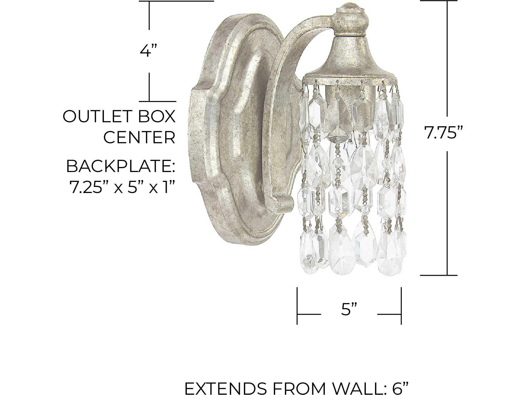 Capital Lighting Blakely 1-Light Antique Silver Crystal Wall Sconce
