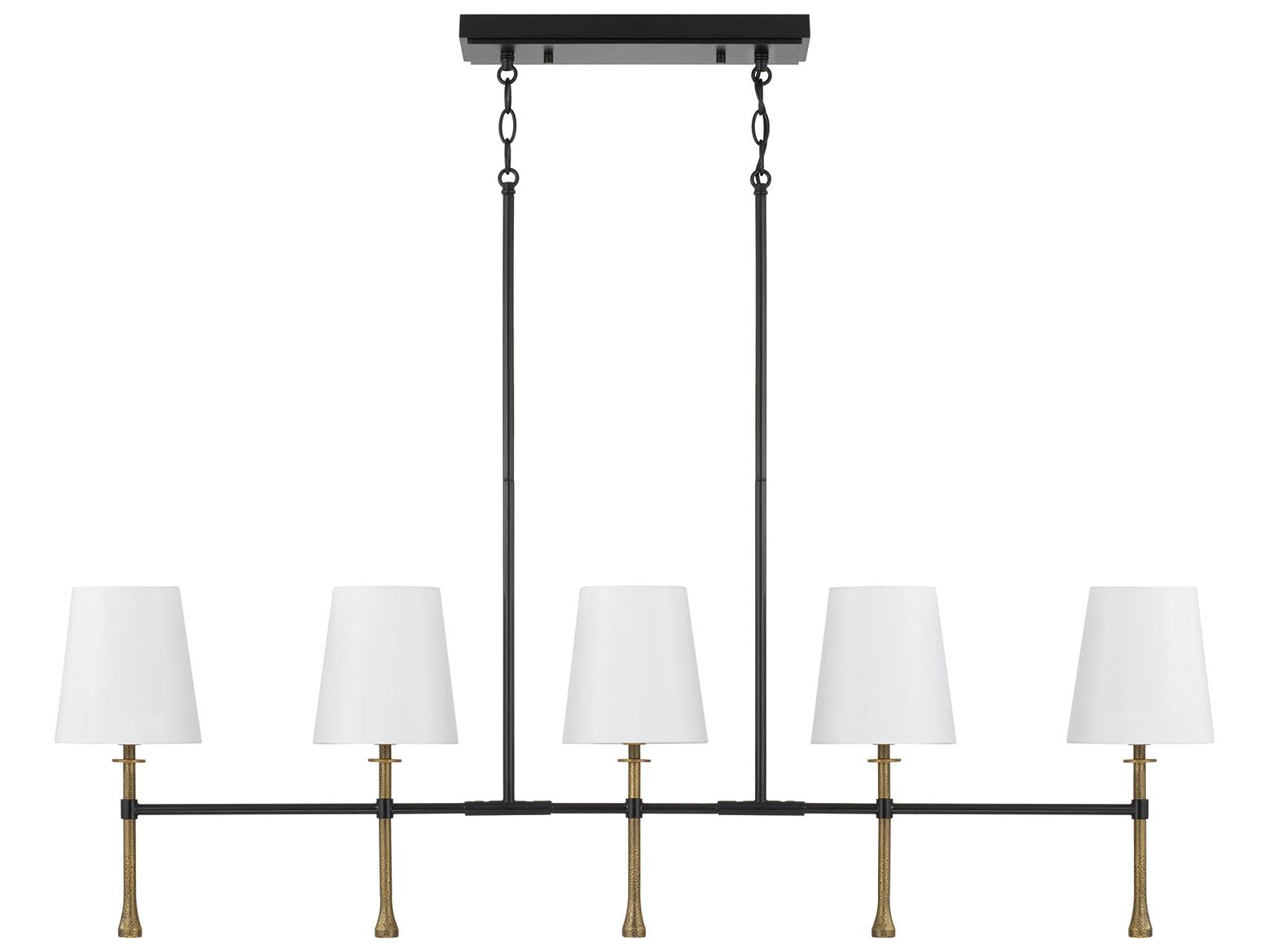 Capital Lighting Hollis 5-light Matte Black With Hammered Gold Linear Island Pendant