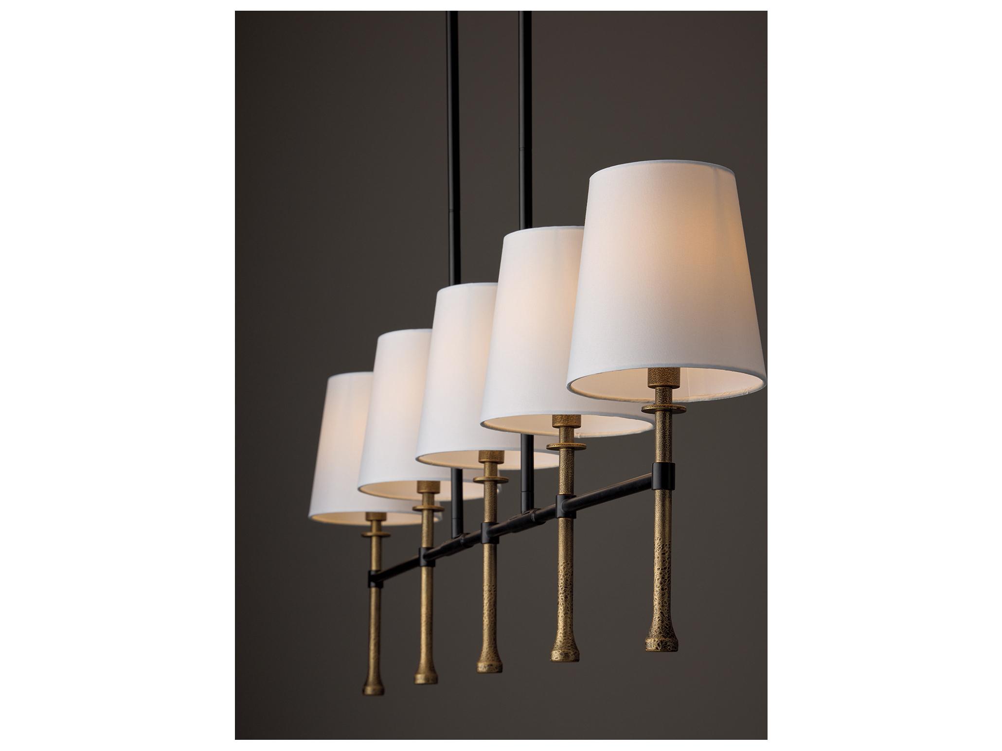 Capital Lighting Hollis 5-light Matte Black With Hammered Gold Linear Island Pendant