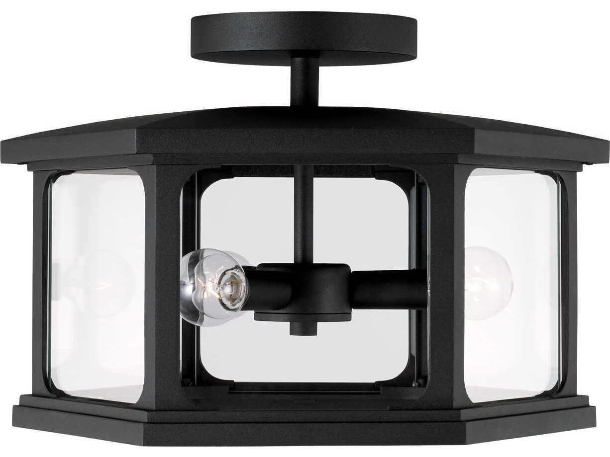 Capital Lighting Walton 3-Light Black Glass Semi Flush Mount