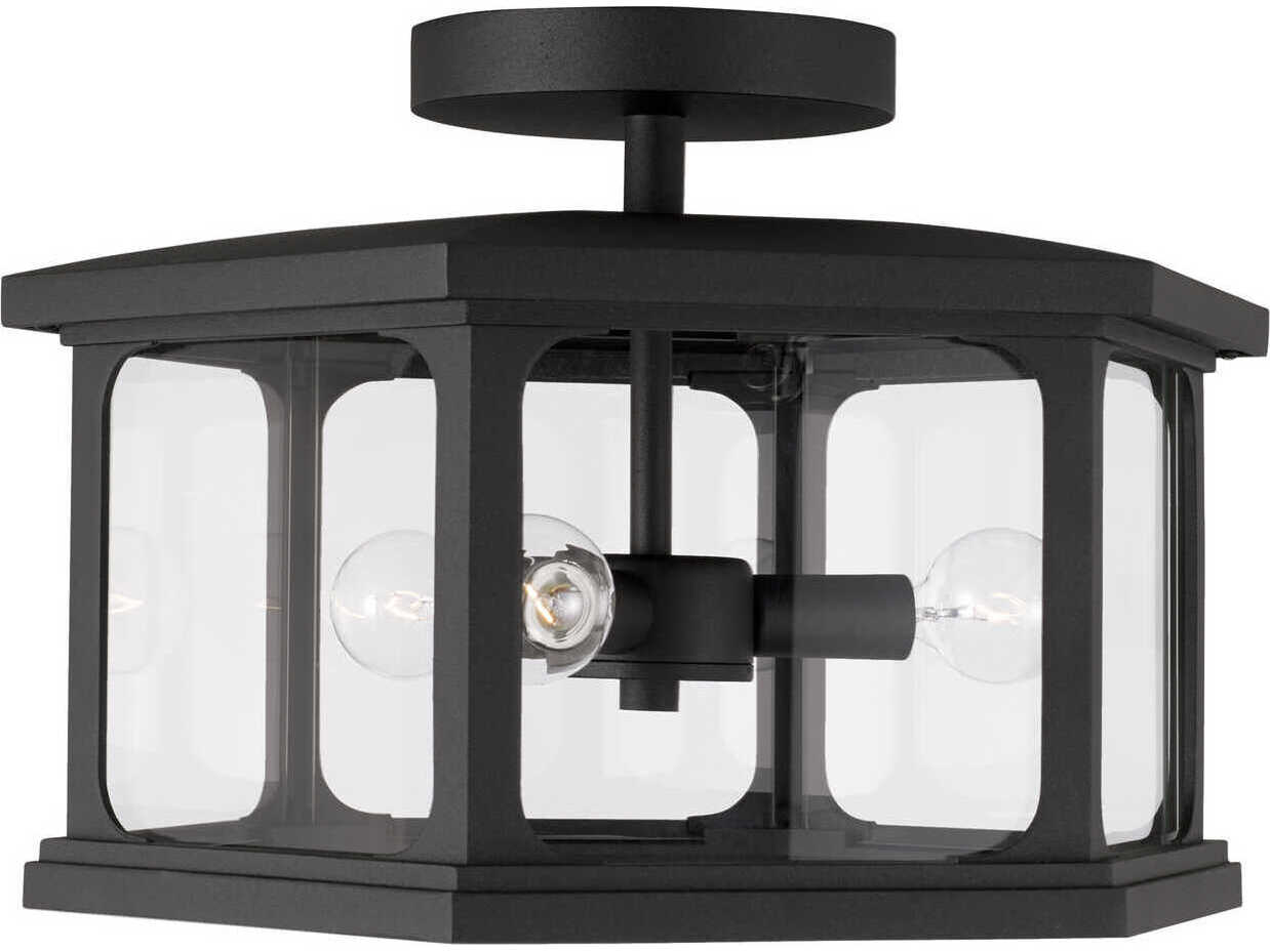 Capital Lighting Walton 3-Light Black Glass Semi Flush Mount