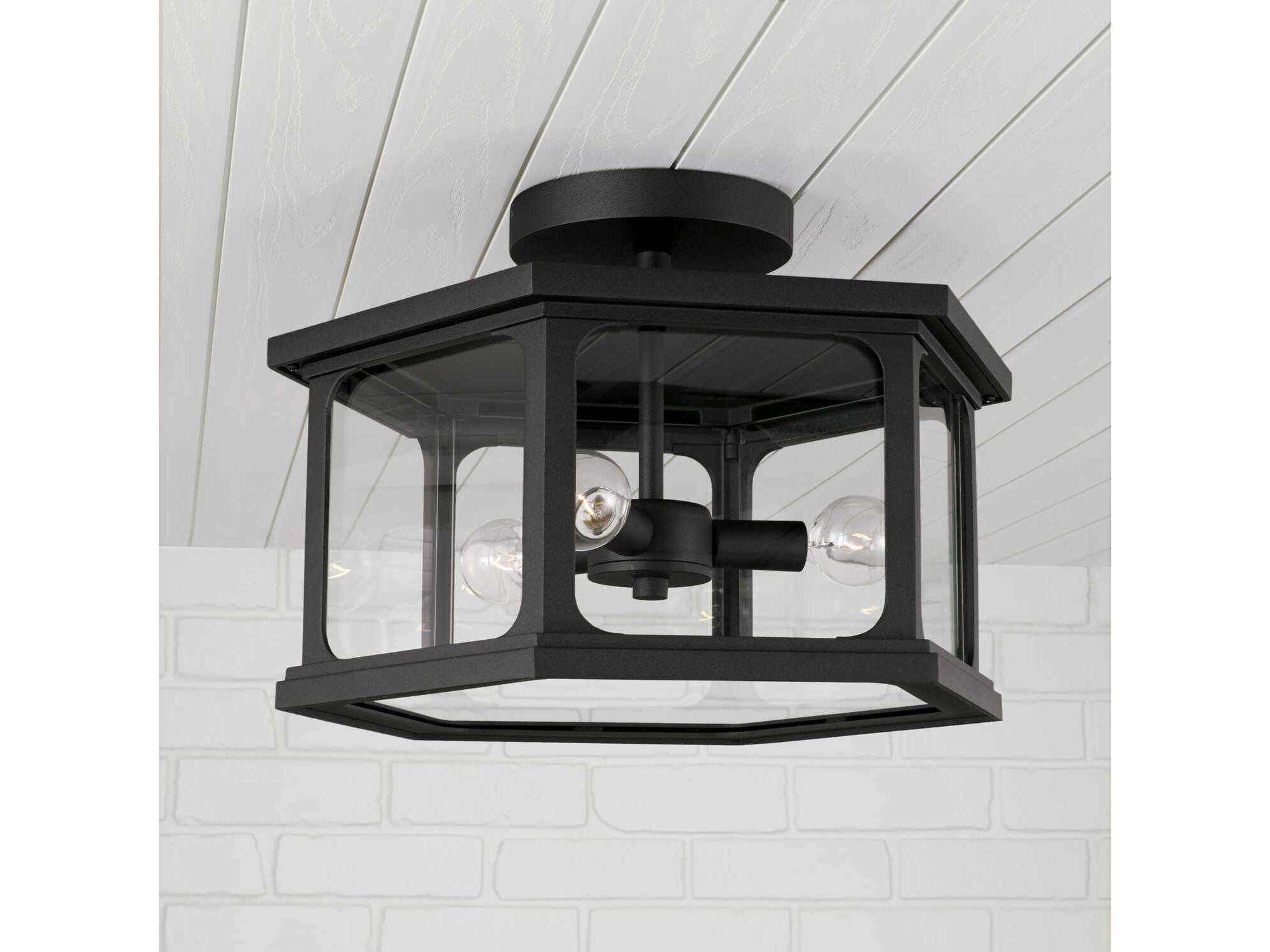 Capital Lighting Walton 3-Light Black Glass Semi Flush Mount