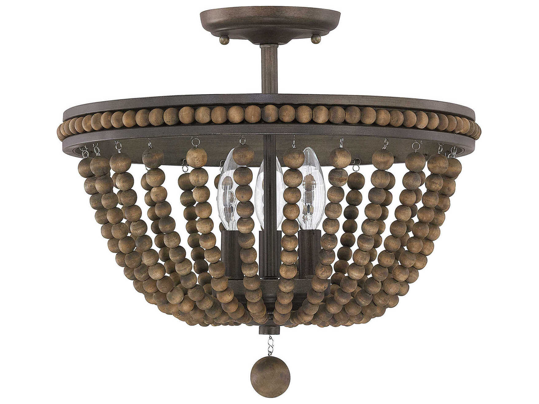 Capital Lighting Handley 3-Light Tobacco Brown Semi Flush Mount