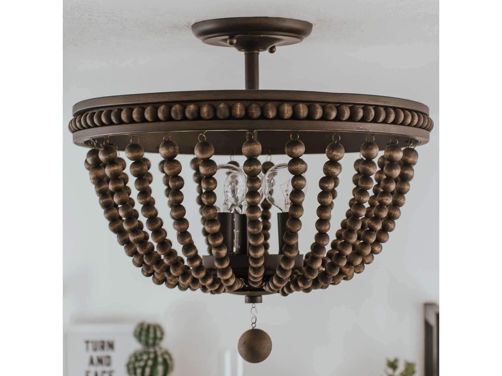 Capital Lighting Handley 3-Light Tobacco Brown Semi Flush Mount