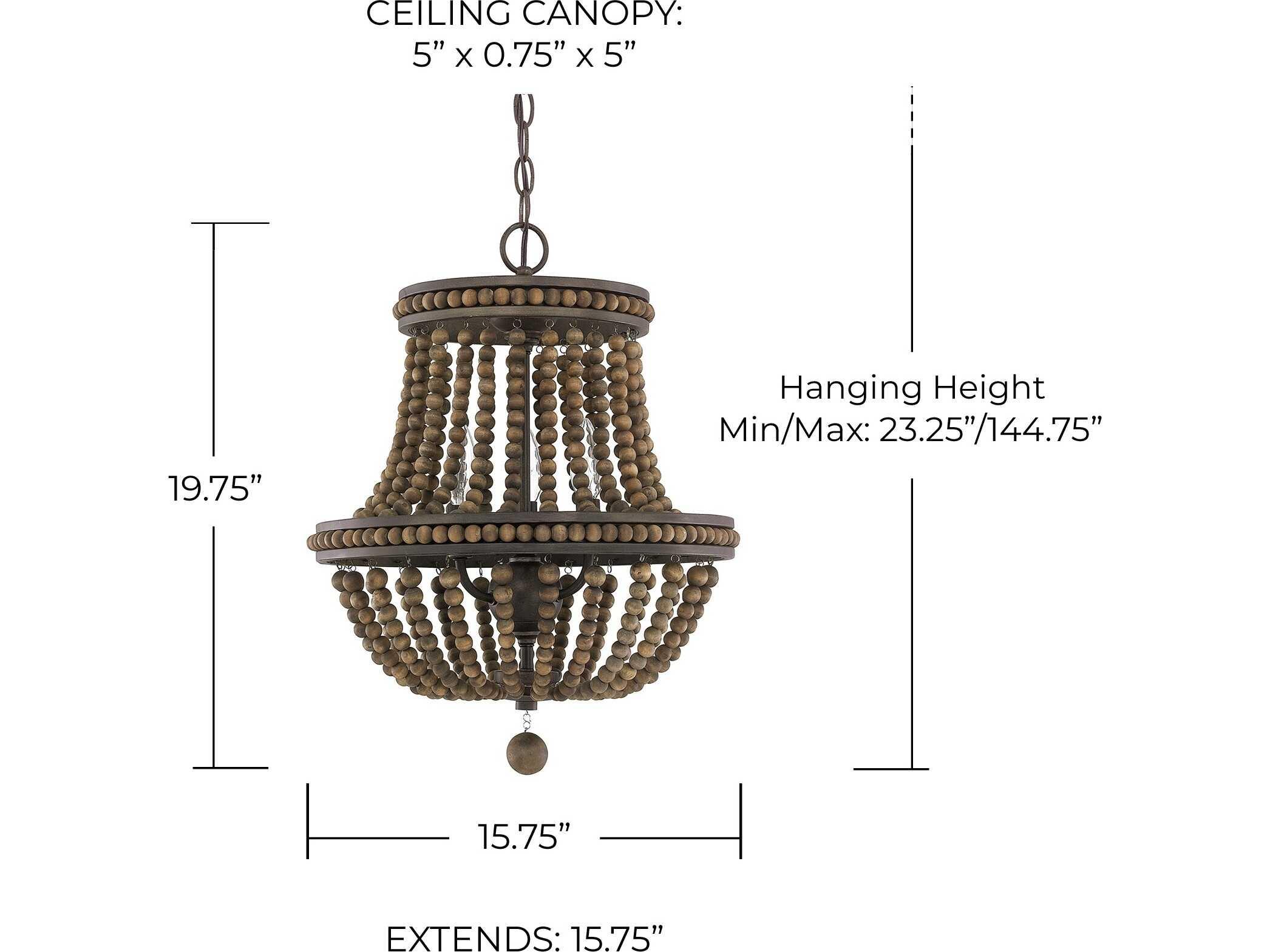 Capital Lighting Handley 3-Light Tobacco Brown Candelabra Chandelier
