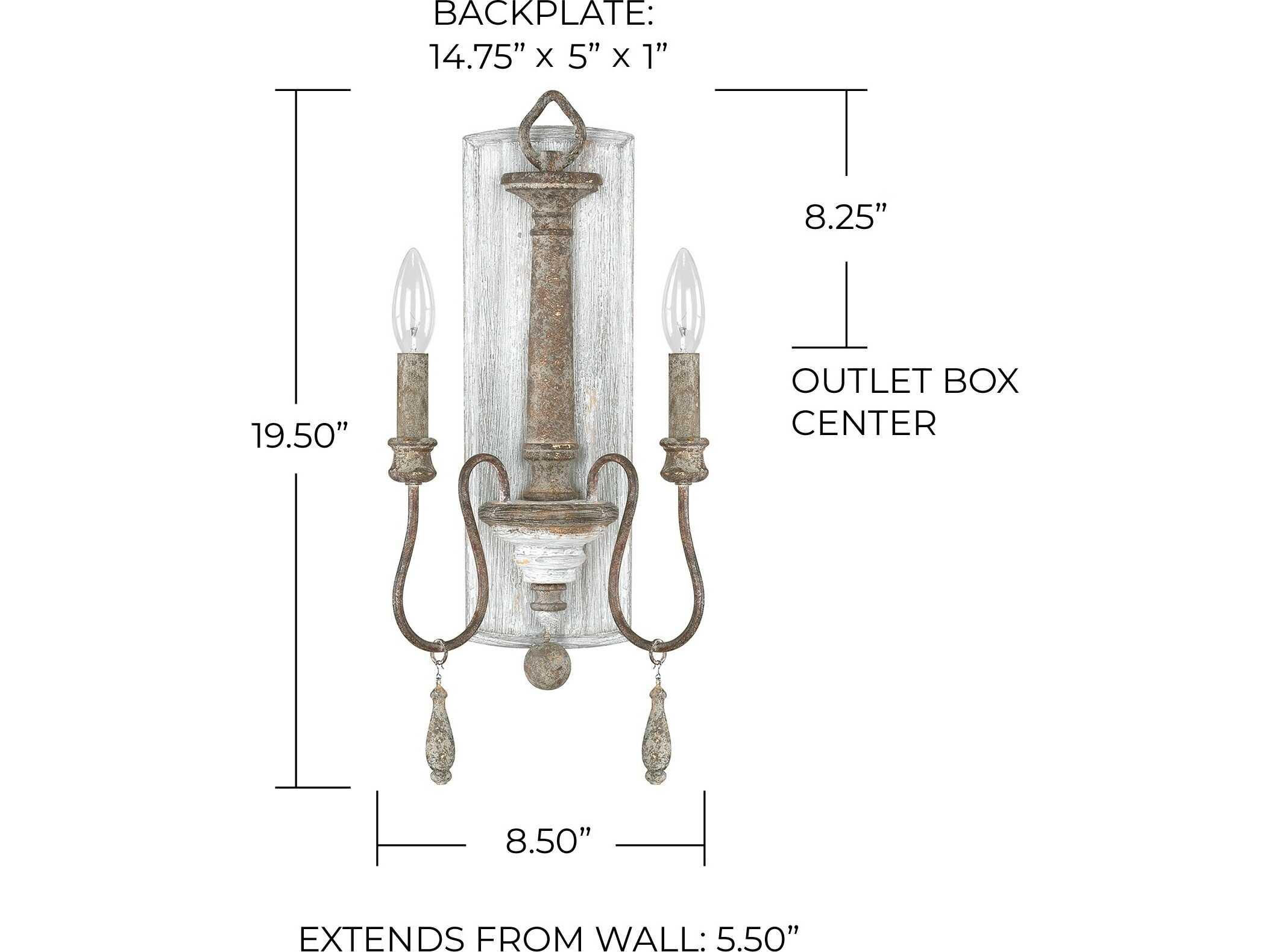 Capital Lighting Zoe 2-Light French Antique Gray Wall Sconce