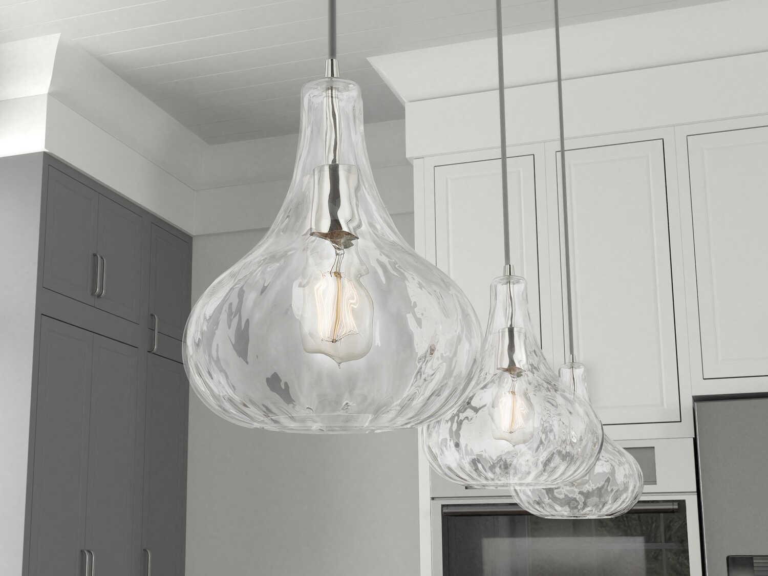 Capital Lighting River 1-Light Polished Nickel Glass Mini Pendant