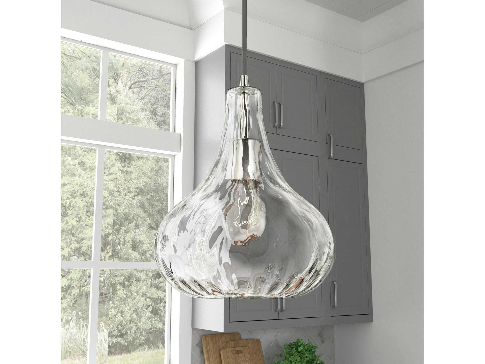 Capital Lighting River 1-Light Polished Nickel Glass Mini Pendant