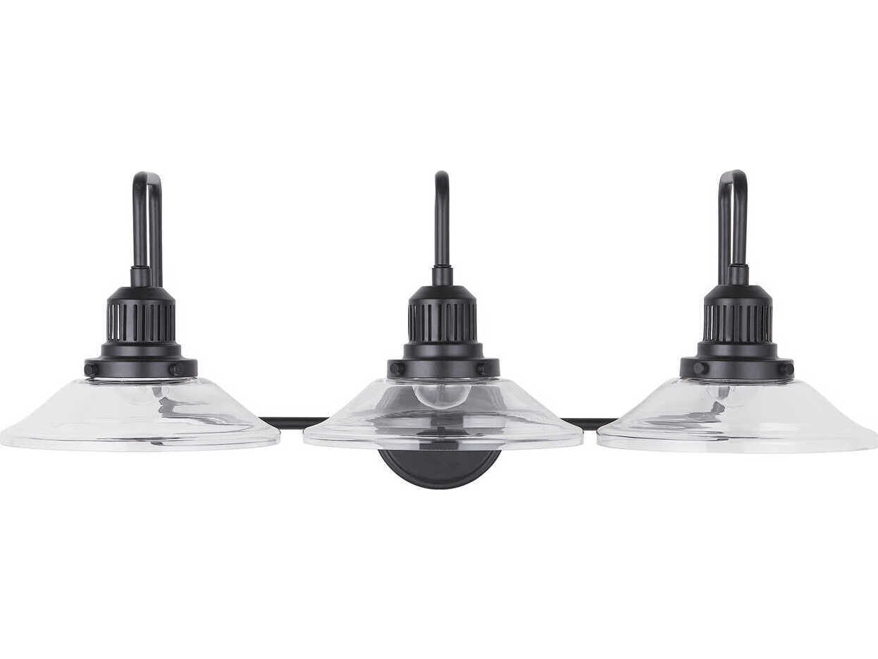 Capital Lighting Roan 3-Light Matte Black Glass Vanity Light