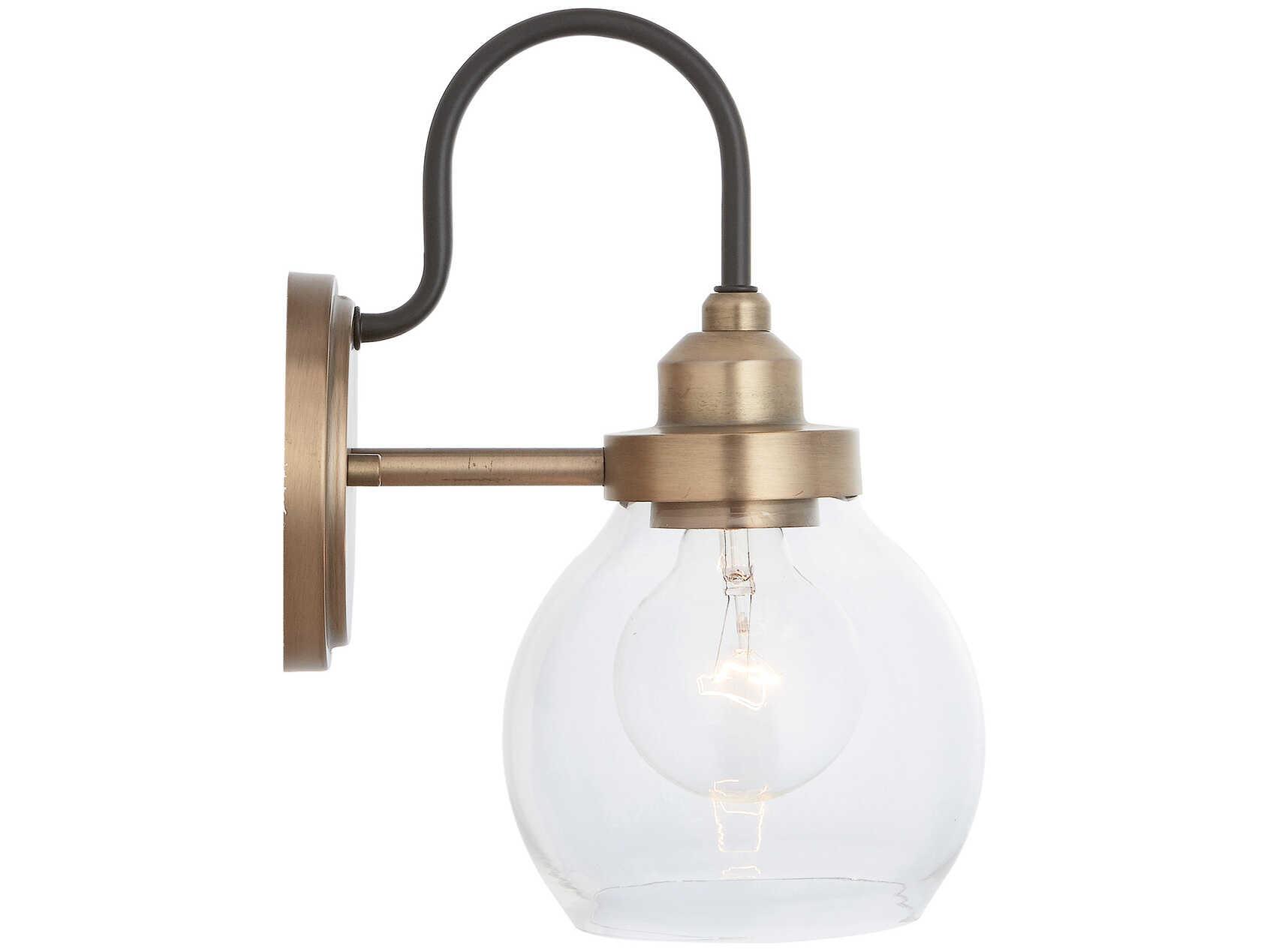 Capital Lighting Daphne 1-Light Aged Brass Black Glass Wall Sconce