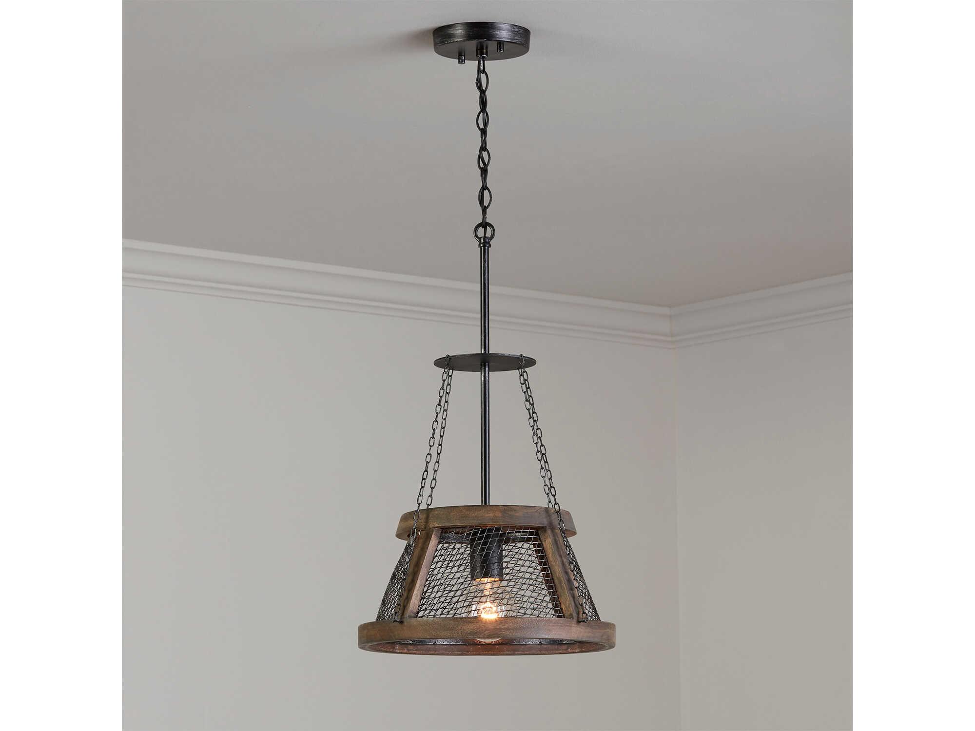 Capital Lighting Lagmore 1-Light Zinc Wood Black Pendant