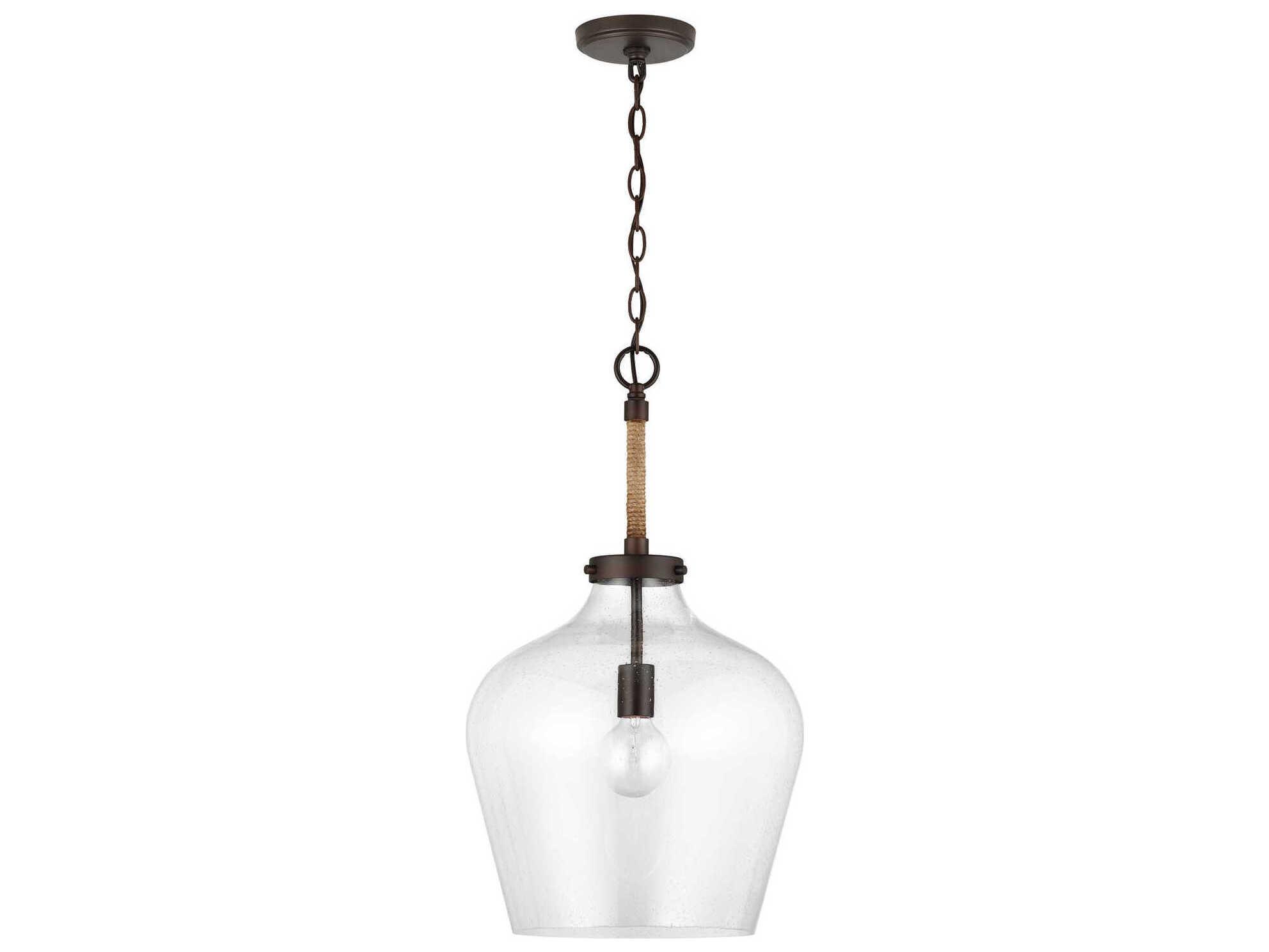Capital Lighting Boland 1-Light Bronze Glass Bell Pendant