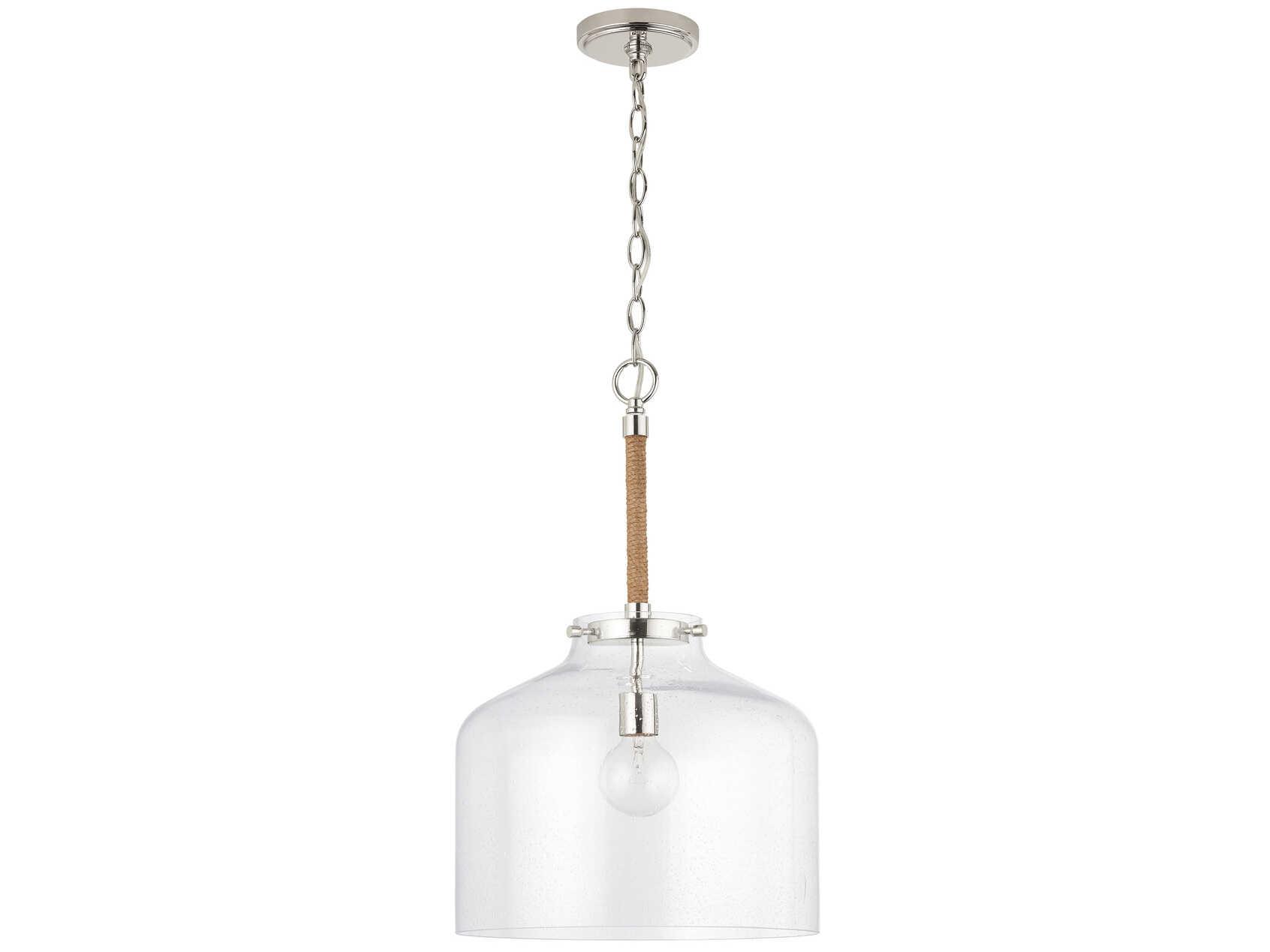 Capital Lighting Corde 1-Light Polished Nickel Glass Dome Pendant
