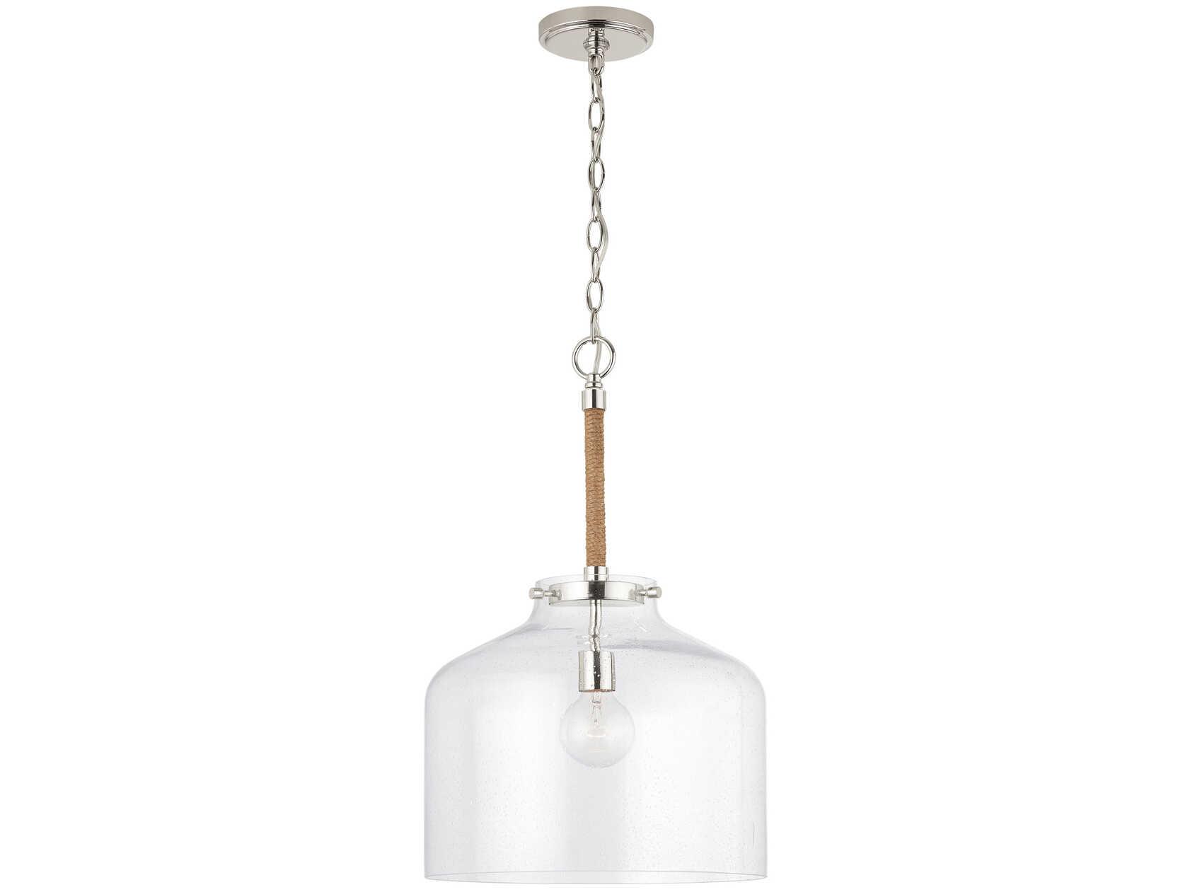 Capital Lighting Corde 1-Light Polished Nickel Glass Dome Pendant
