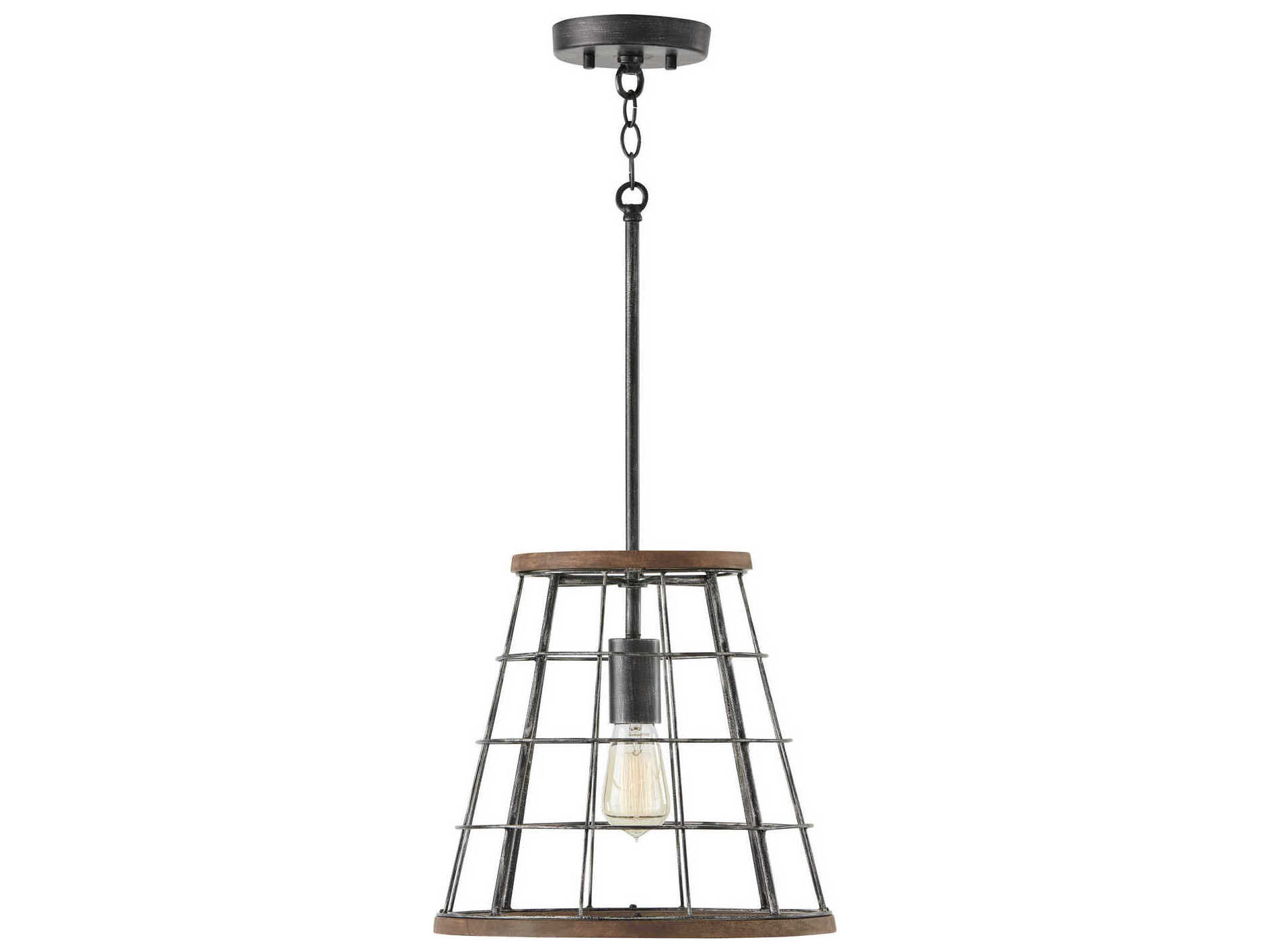 Capital Lighting Bracken 1-Light Zinc Wood Black Pendant