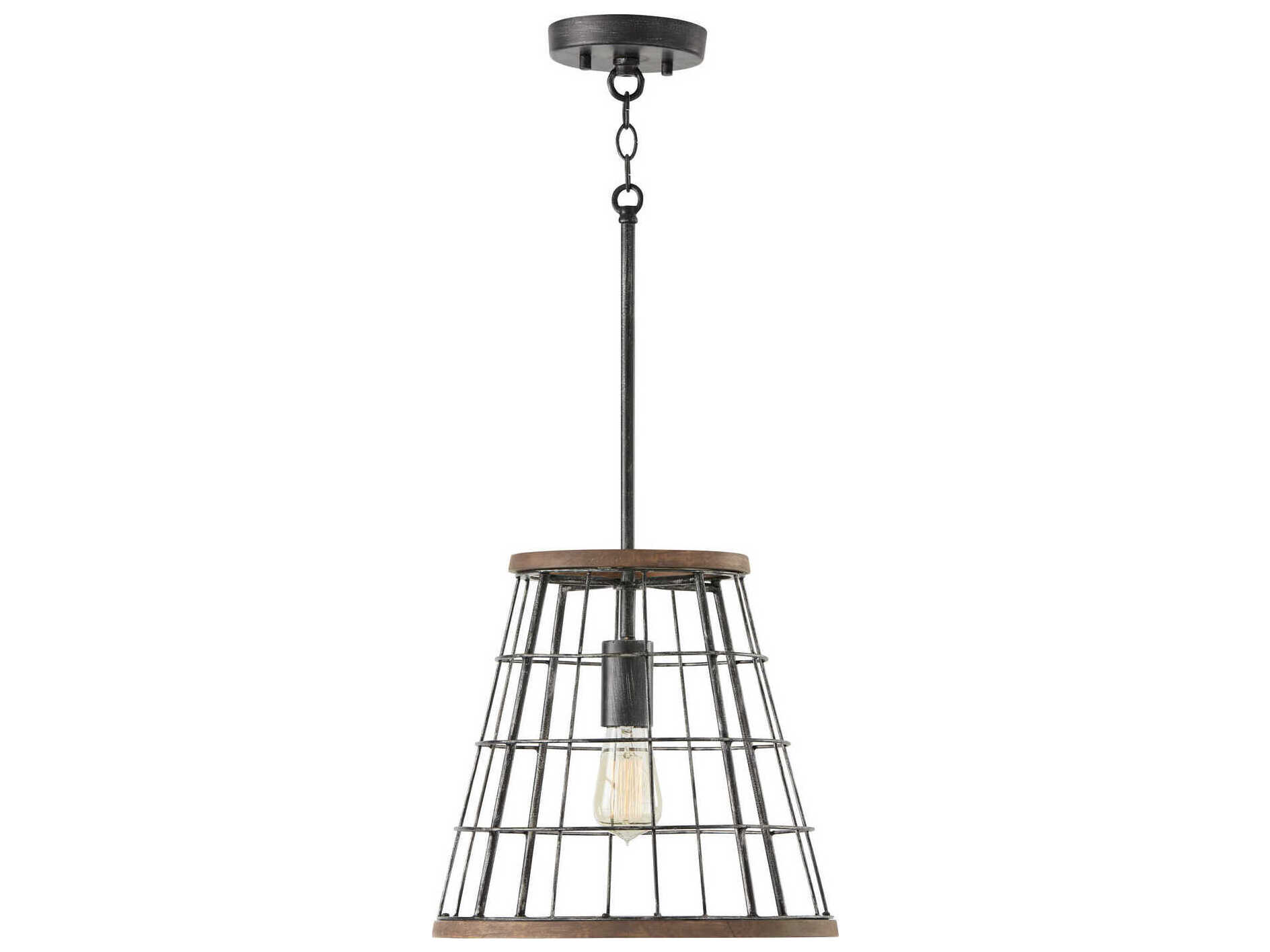 Capital Lighting Bracken 1-Light Zinc Wood Black Pendant