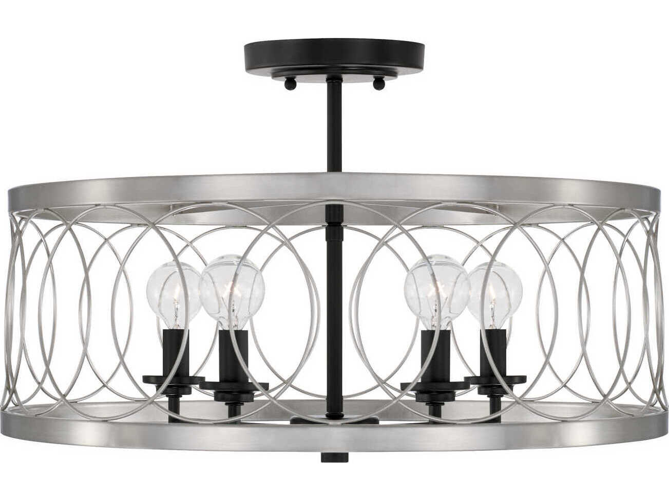 Capital Lighting Madeline 4-Light Black Tie Nickel Semi Flush Mount