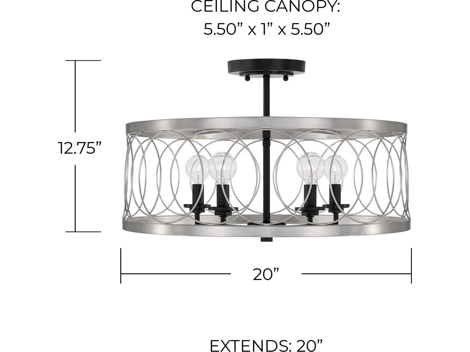 Capital Lighting Madeline 4-Light Black Tie Nickel Semi Flush Mount